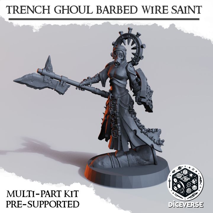 Trench Ghoul Barbed Wire Saint by Diceverse, is a proxy for Heretic Chorister, in Heretic Legion.
