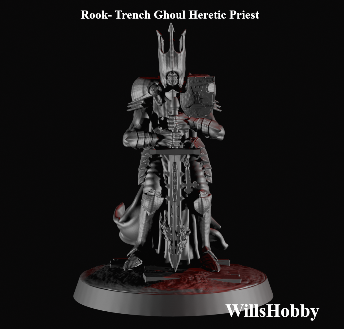 Trench Ghoul Heretic Priest Rook - Trench Crusade STL file for Heretic Priest