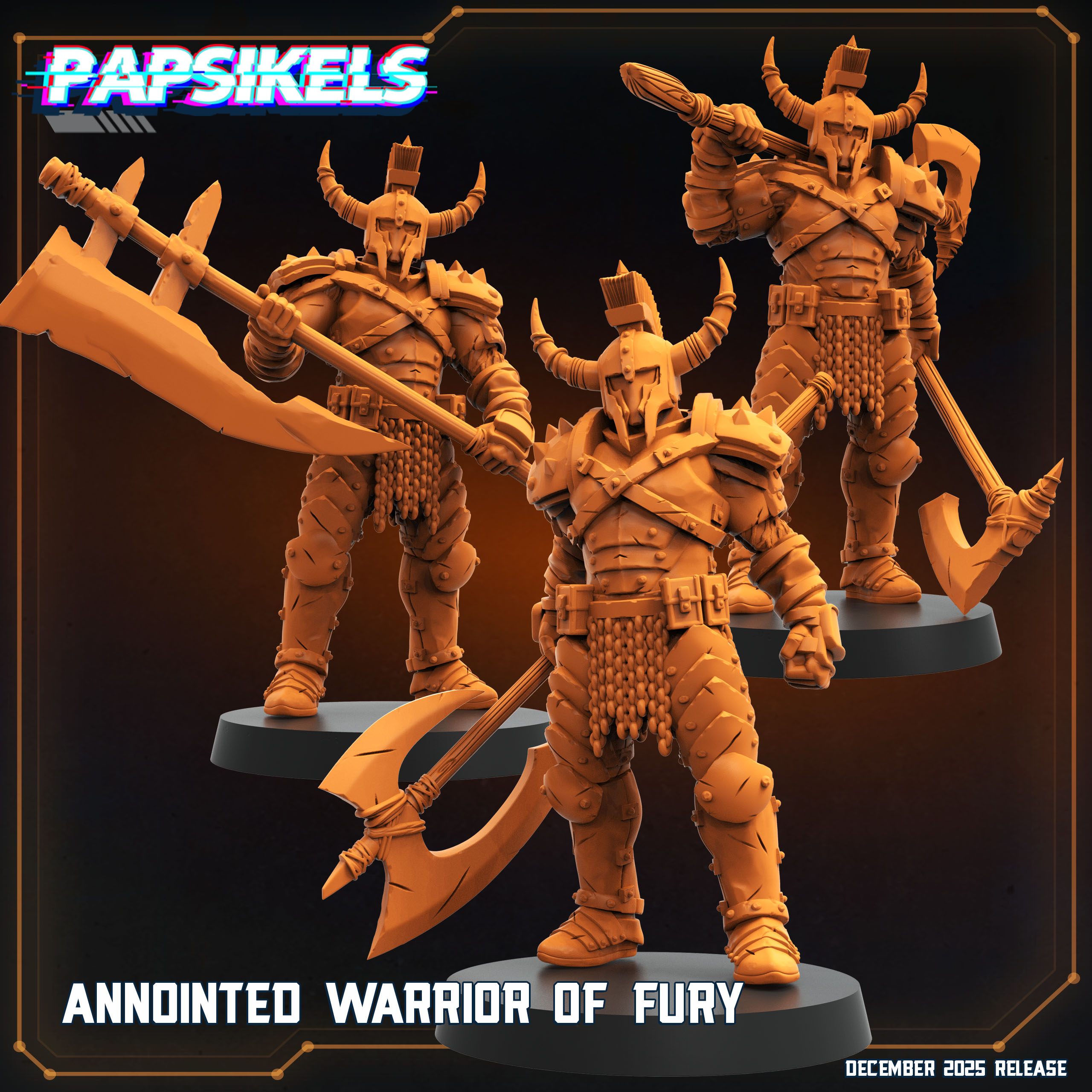 ANNOINTED WARRIOR OF FURY by PAPSIKELS MINIATURES, is a proxy for Anointed Heavy Infantry, in Heretic Legion.