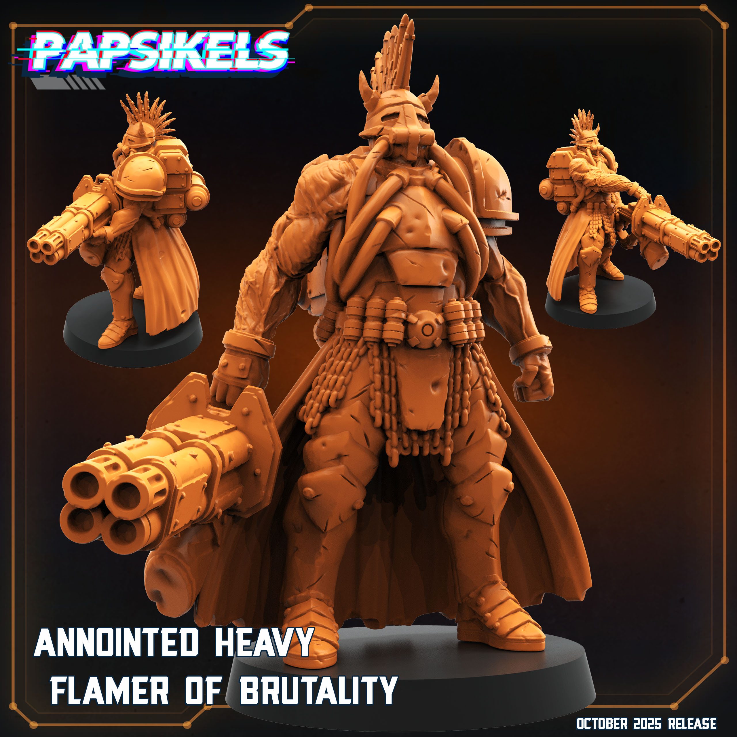 ANNOINTED HEAVY FLAMER OF BRUTALITY by PAPSIKELS MINIATURES, is a proxy for Anointed Heavy Infantry, in Heretic Legion.