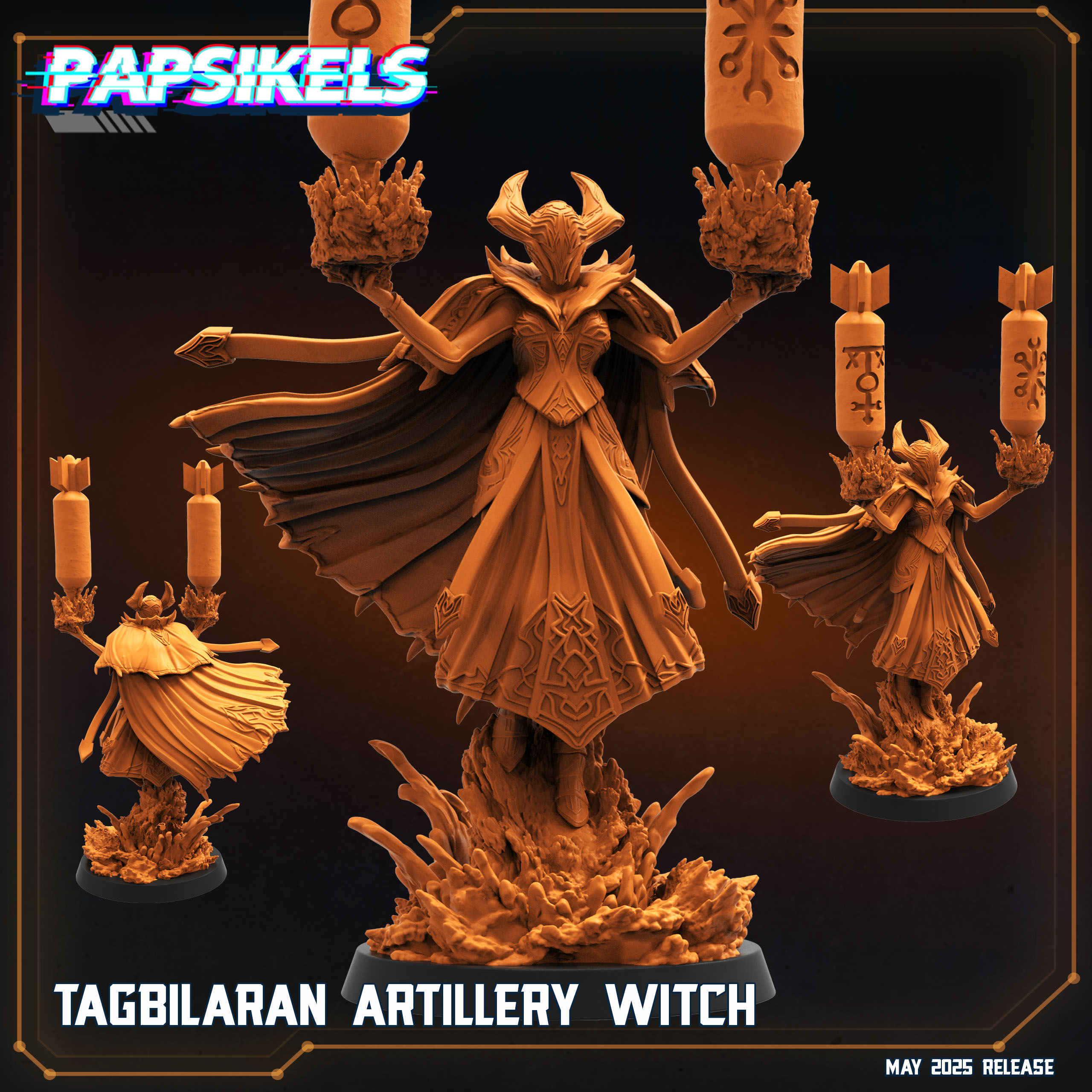 TAGBILARAN ARTILLERY WITCH by PAPSIKELS MINIATURES, is a proxy for Artillery Witch, in Heretic Legion.