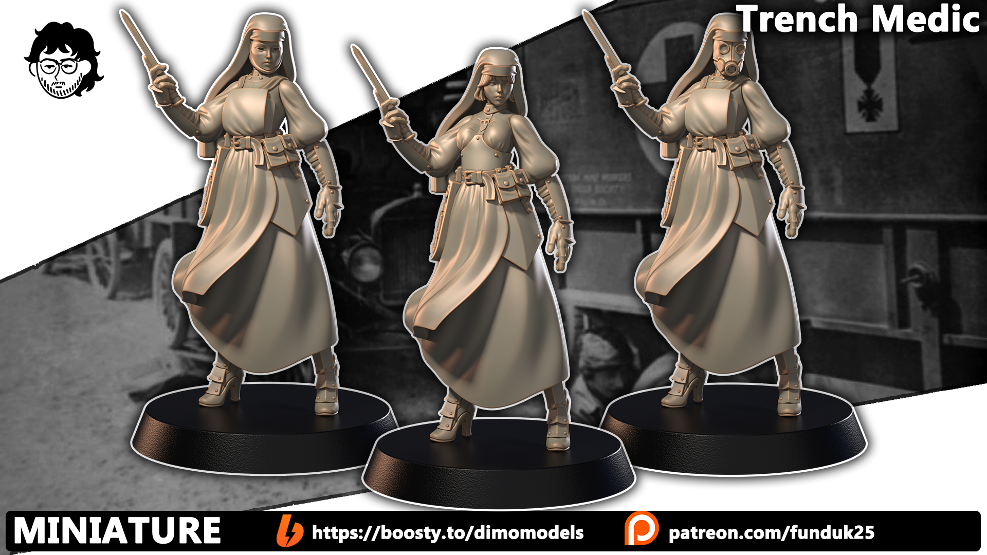 Trench Medic - Trench Crusade STL file for Combat Medic