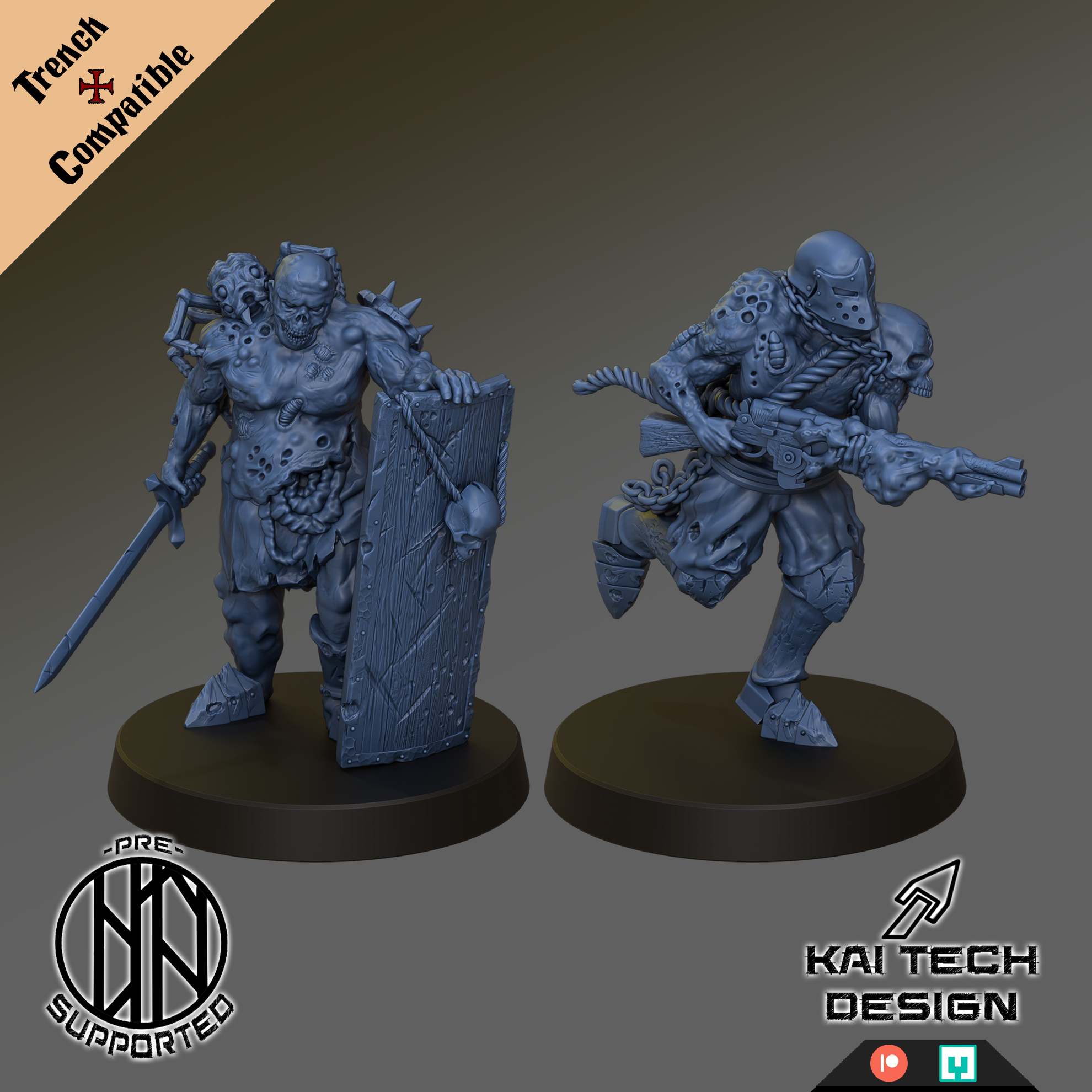 Corpse Guard - bundle, Trench Compatible, Chaos, melee, ranged - Trench Crusade STL file for Corpse Guard