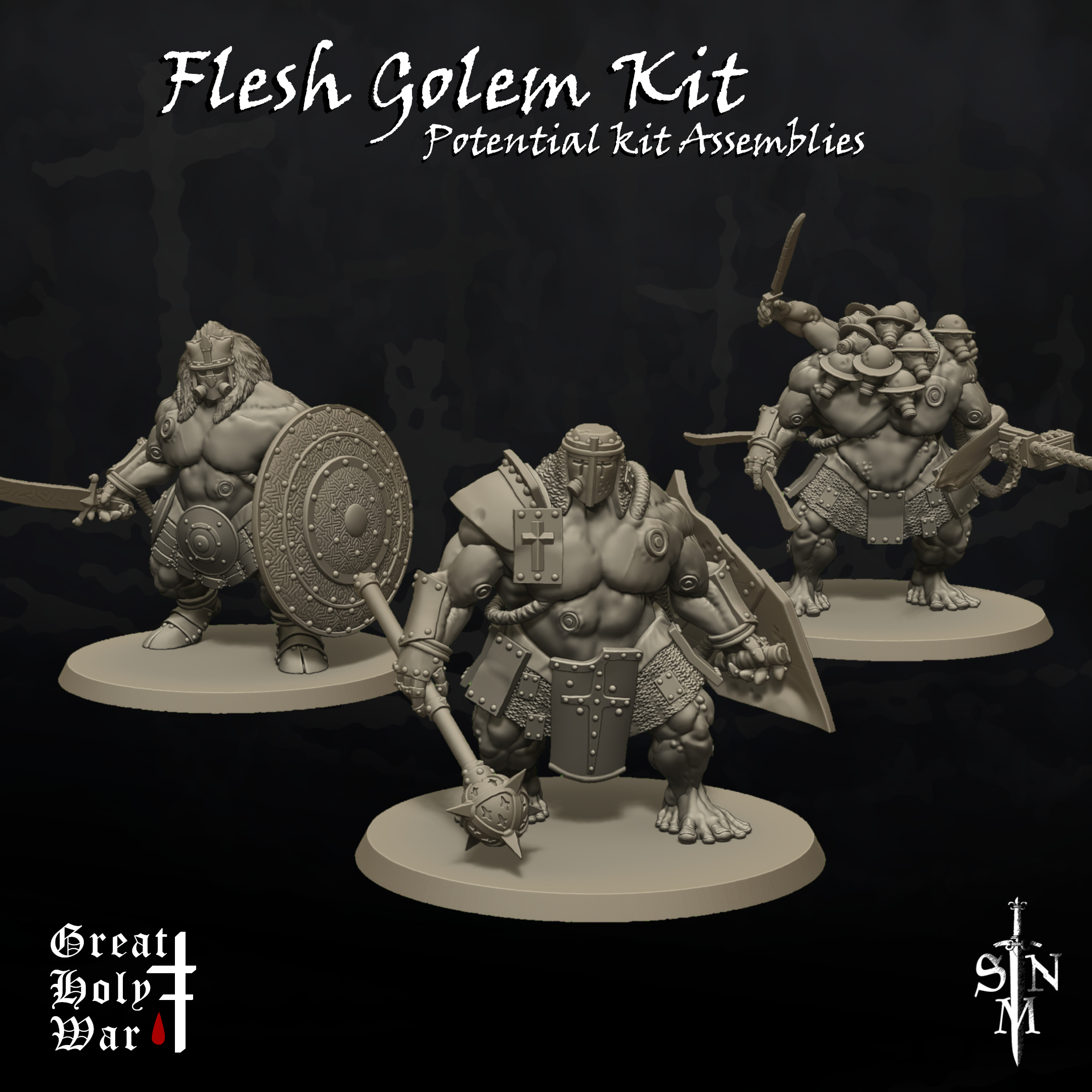 Great Holy War: Flesh Golem Kit - Trench Crusade STL file for Amalgam, Brazen Bull, Takwin Homunculus