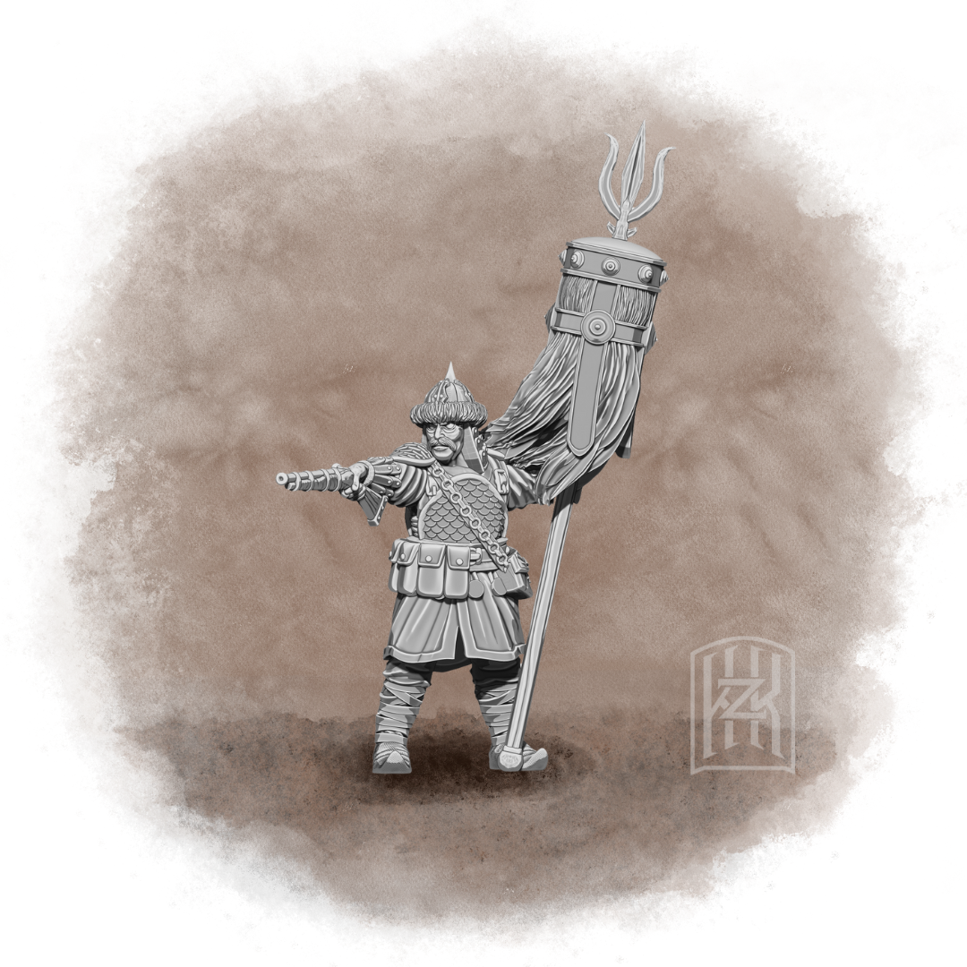 The Qarīn-Kumun - Azeb Banner by KZKMinis, is a proxy for Trench Crusade models, in Trench Crusade factions.