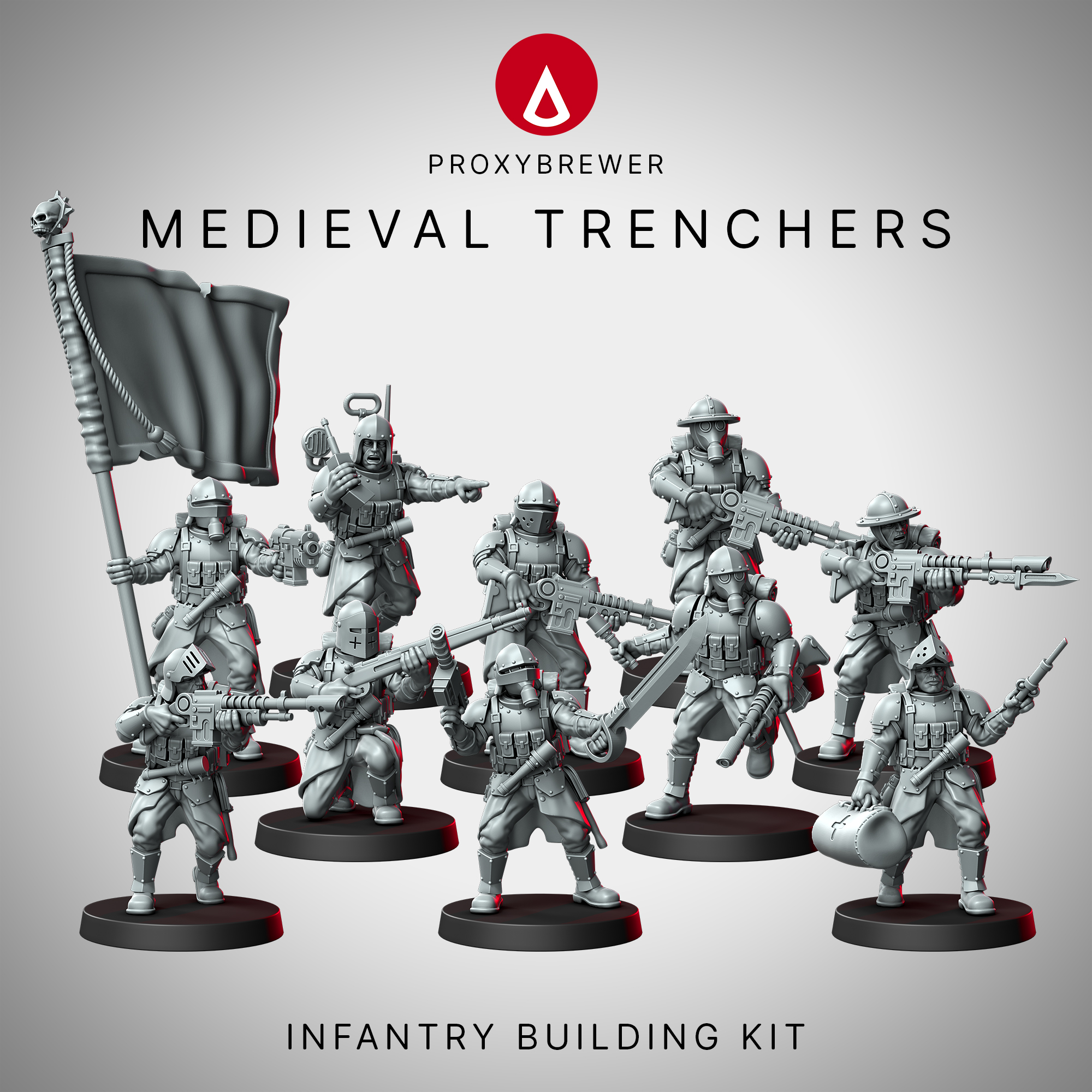 Medieval Trenchers - Trench Crusade STL file for Shocktrooper, Yeoman