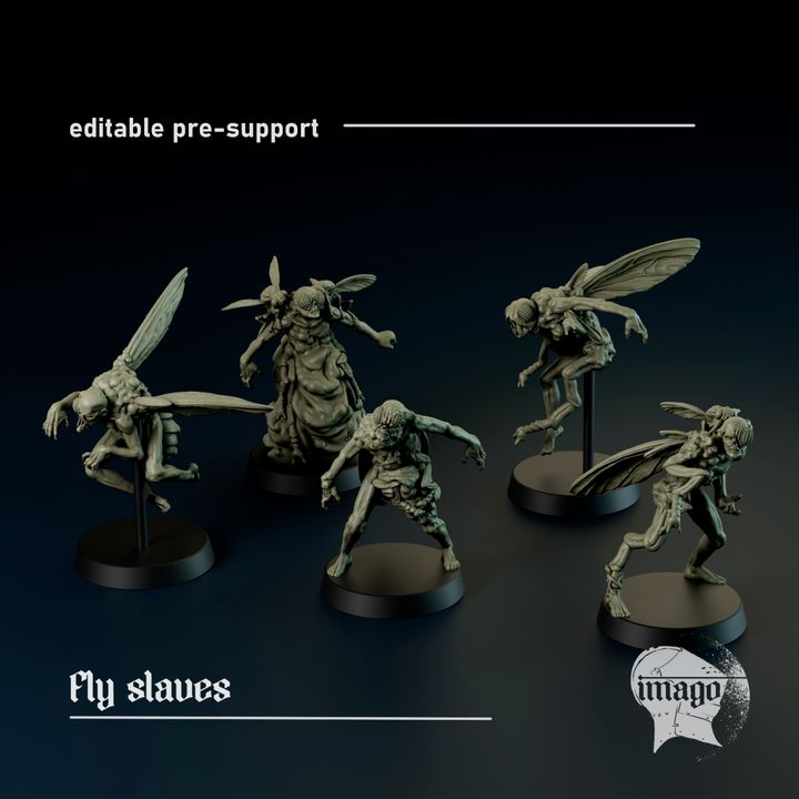 Fly slaves assault group - Trench Crusade STL file for Fly Thrall, Fly Bereaved