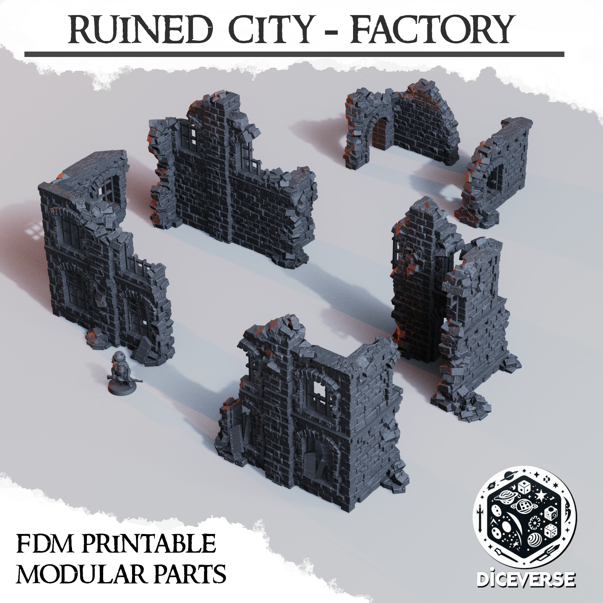 Ruined City - Factory by Diceverse - WargamingTerrain, cityruinsterrain, ruinedcity, ruinsterrain, trenchcrusaderuins, trenchcrusadeterrain, trenchruinsterrain, trenchterrain, wargaming, wargamingruins - Image 2