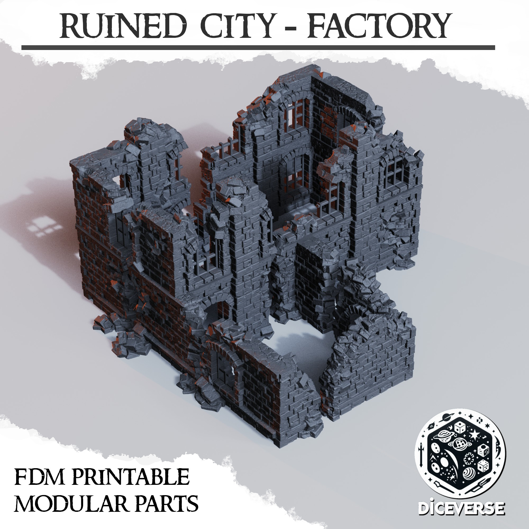 Ruined City - Factory by Diceverse - WargamingTerrain, cityruinsterrain, ruinedcity, ruinsterrain, trenchcrusaderuins, trenchcrusadeterrain, trenchruinsterrain, trenchterrain, wargaming, wargamingruins - Image 3