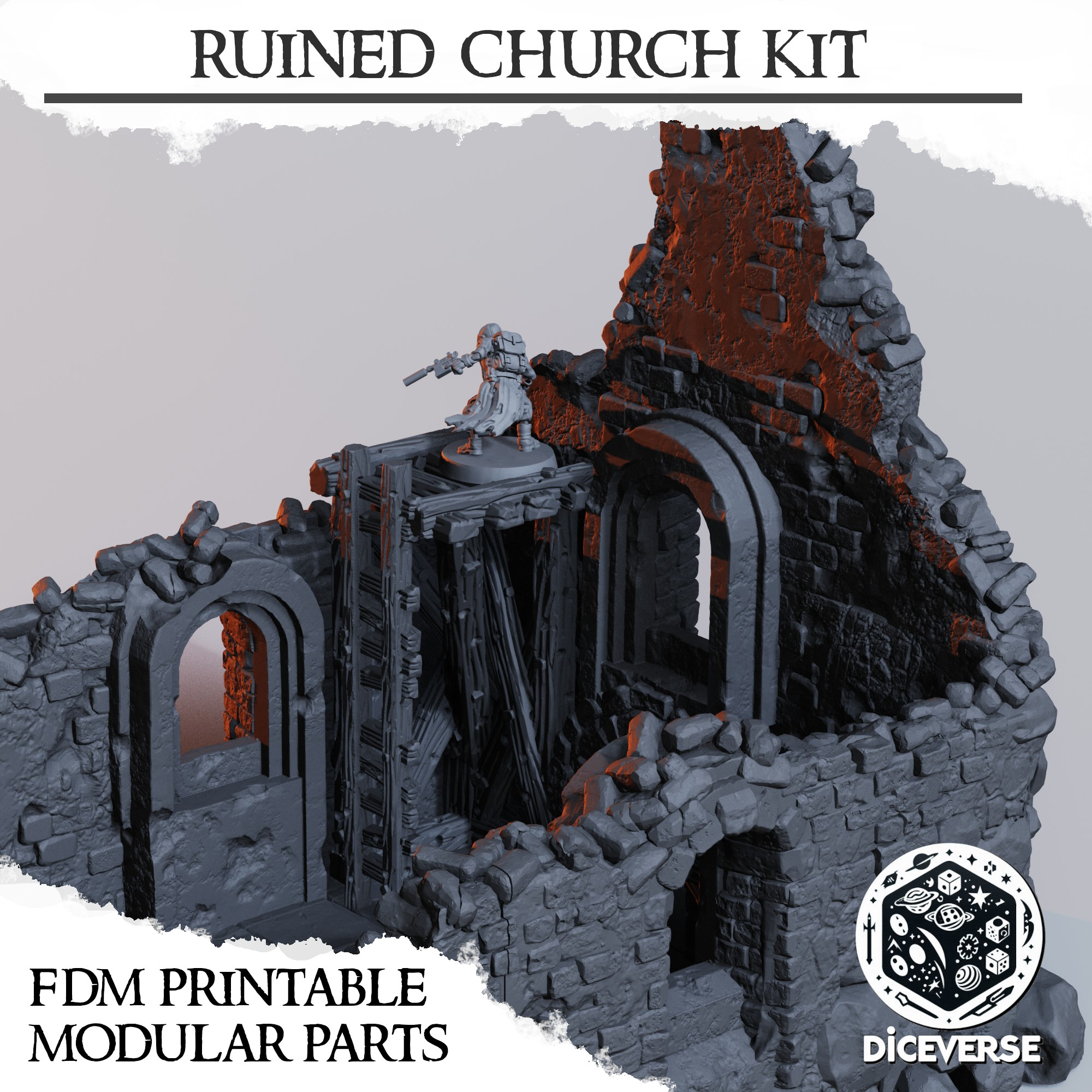 Ruined Church Kit by Diceverse - WargamingTerrain, churchruins, medievalchurch, ruinedchurch, ruinsterrain, trenchcrusadeterrain, trenchruins, trenchruinsterrain, trenchstoneterrain, trenchterrain - Image 5