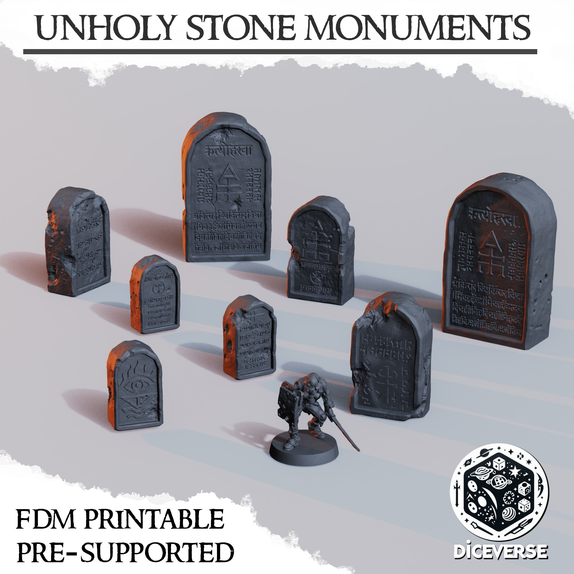 Unholy Stone Monuments by Diceverse - Trench Crusade, rock scatter, ruins terrain, stone momuments, stone monument, stone scatter, trench crusade scatter terrain, trench crusade terrain, trench ruins, trench ruins terrain, trench scatter terrain, trench stone terrain, trench terrain, wargaming terrain - Image 2