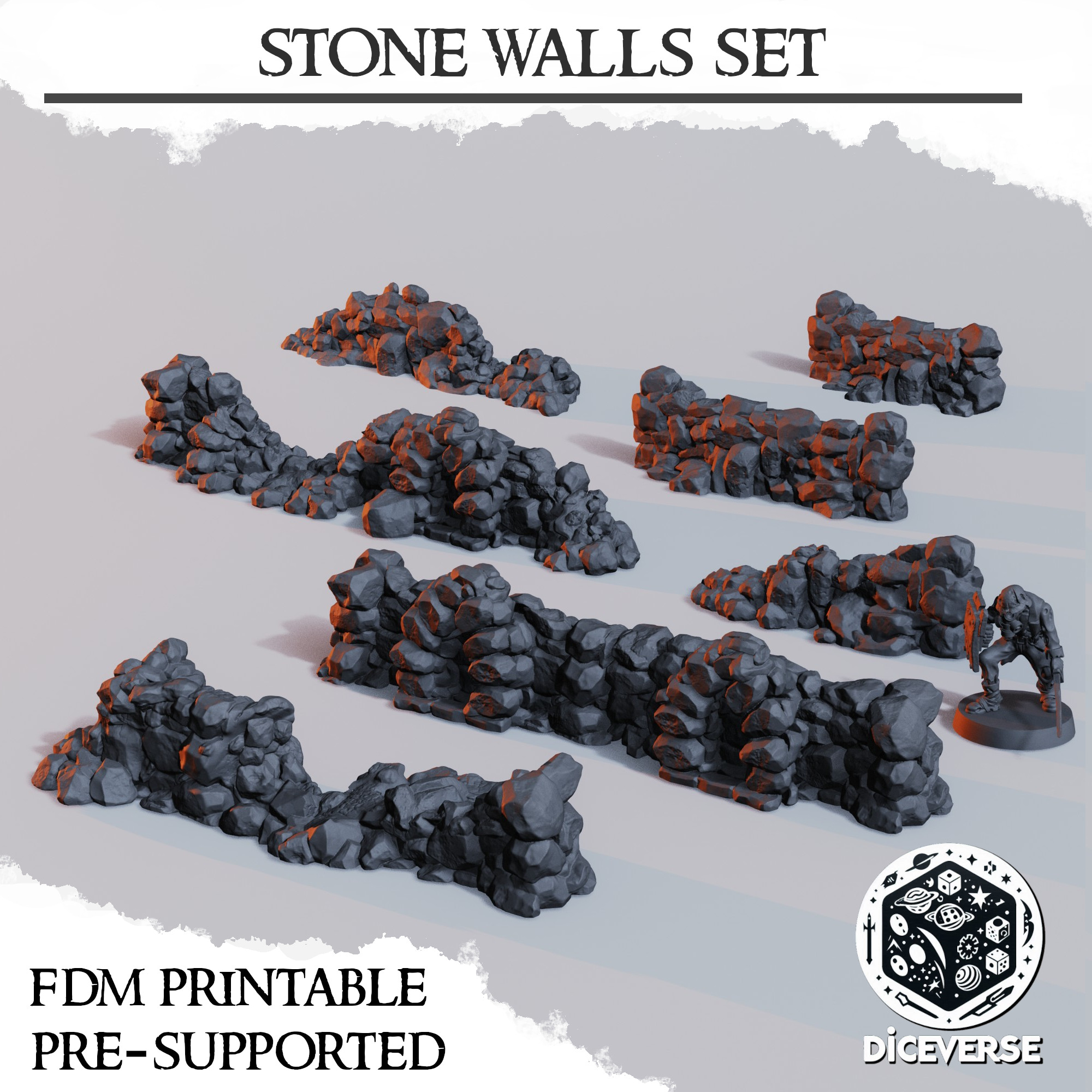 Stone Walls Set by Diceverse - Trench Crusade Terrain