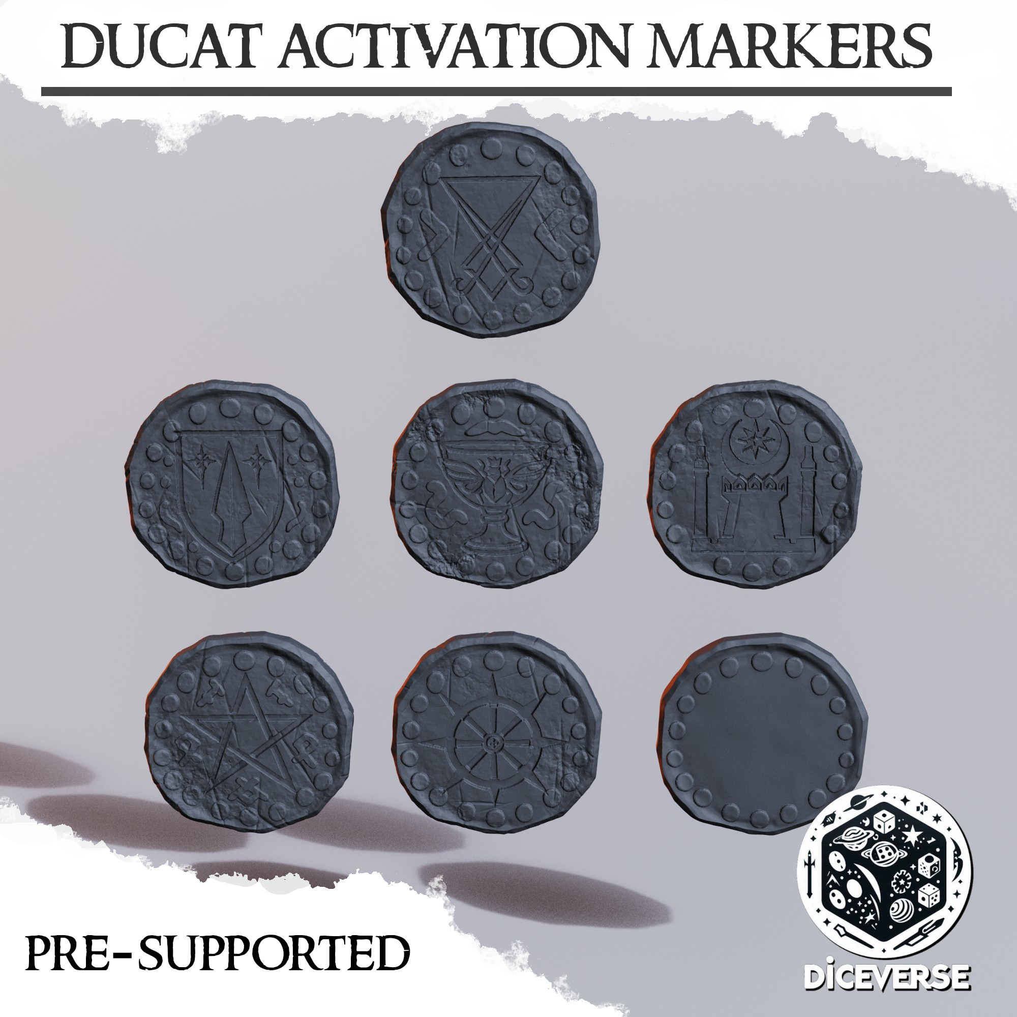 Trench Crusade Activation Marker Ducats by Diceverse - ducat, trenchactivationmarker, trenchactivationtoken, trenchcrusade, trenchcrusadeactivationmarker, trenchcrusadeactivationtoken, trenchcrusadeducat, trenchcrusademarkers, trenchcrusadetokens, trenchcrusadetokenset, trenchducats, wargaming