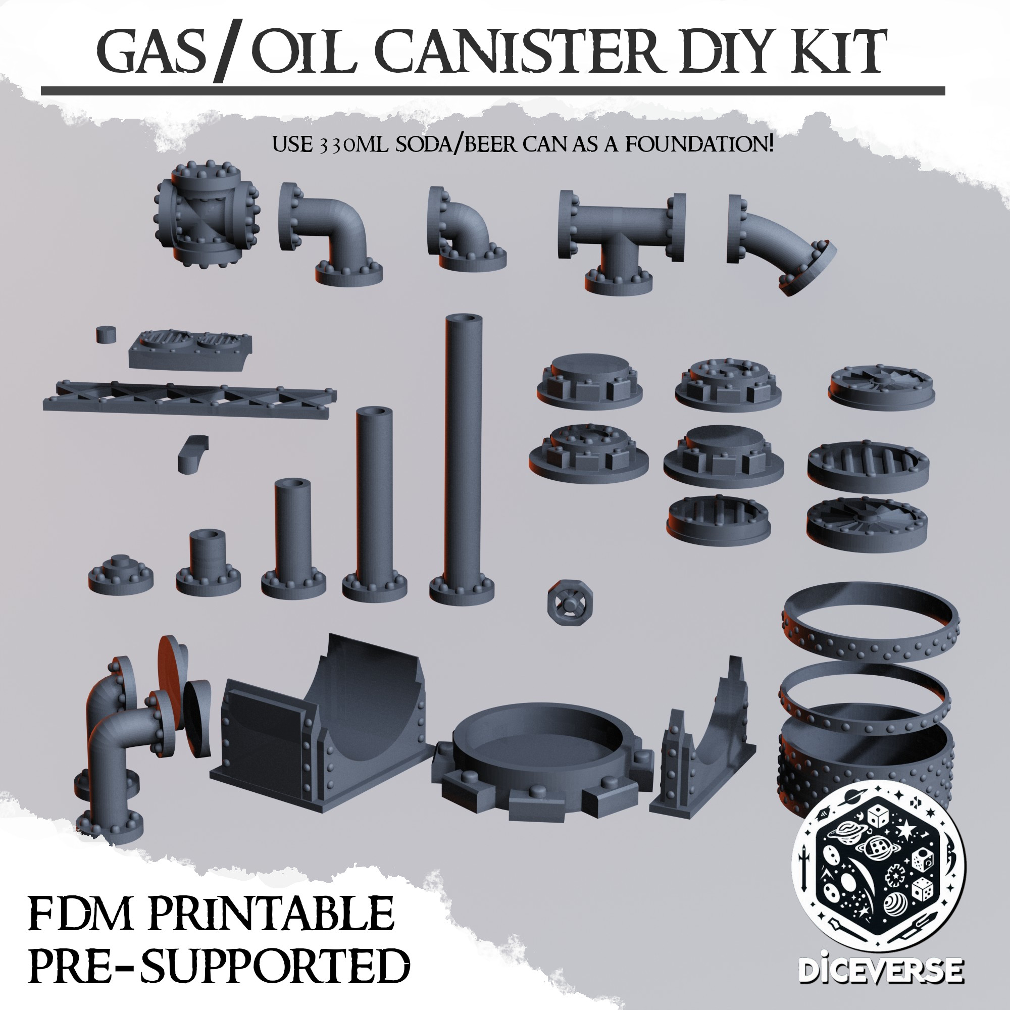 Gas / Oil Canister DIY Kit by Diceverse - Trench Crusade Terrain