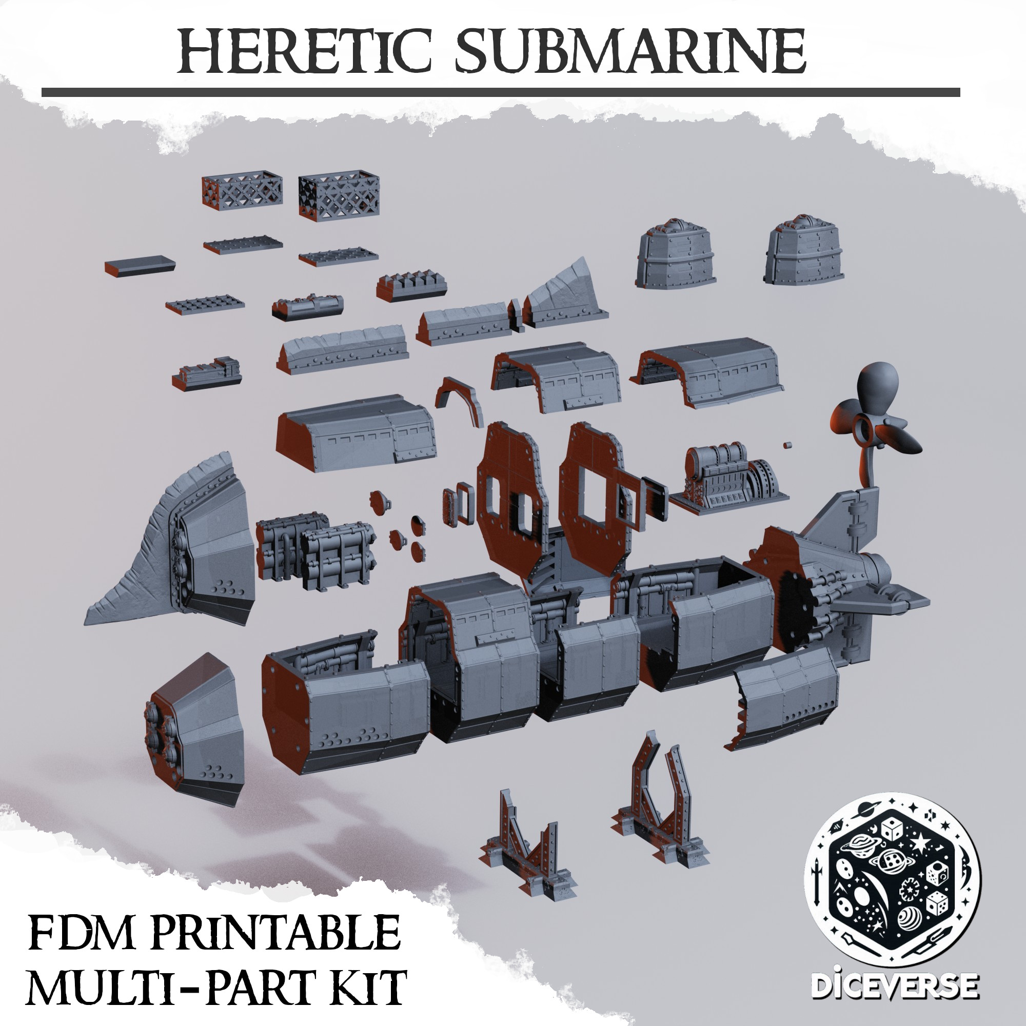 Heretic Submarine by Diceverse - hereticnavalraiders, hereticnavalraiderssubmarine, hereticnavalsubmarine, hereticsubmarine, navalraiderssubmarine, navalraidersubmarine, trenchcrusade, trenchcrusadehereticforces, trenchcrusadeheretics, trenchcrusademiniature, trenchcrusadesubmarine, trenchcrusadevehicle, trenchsubmarine - Image 2