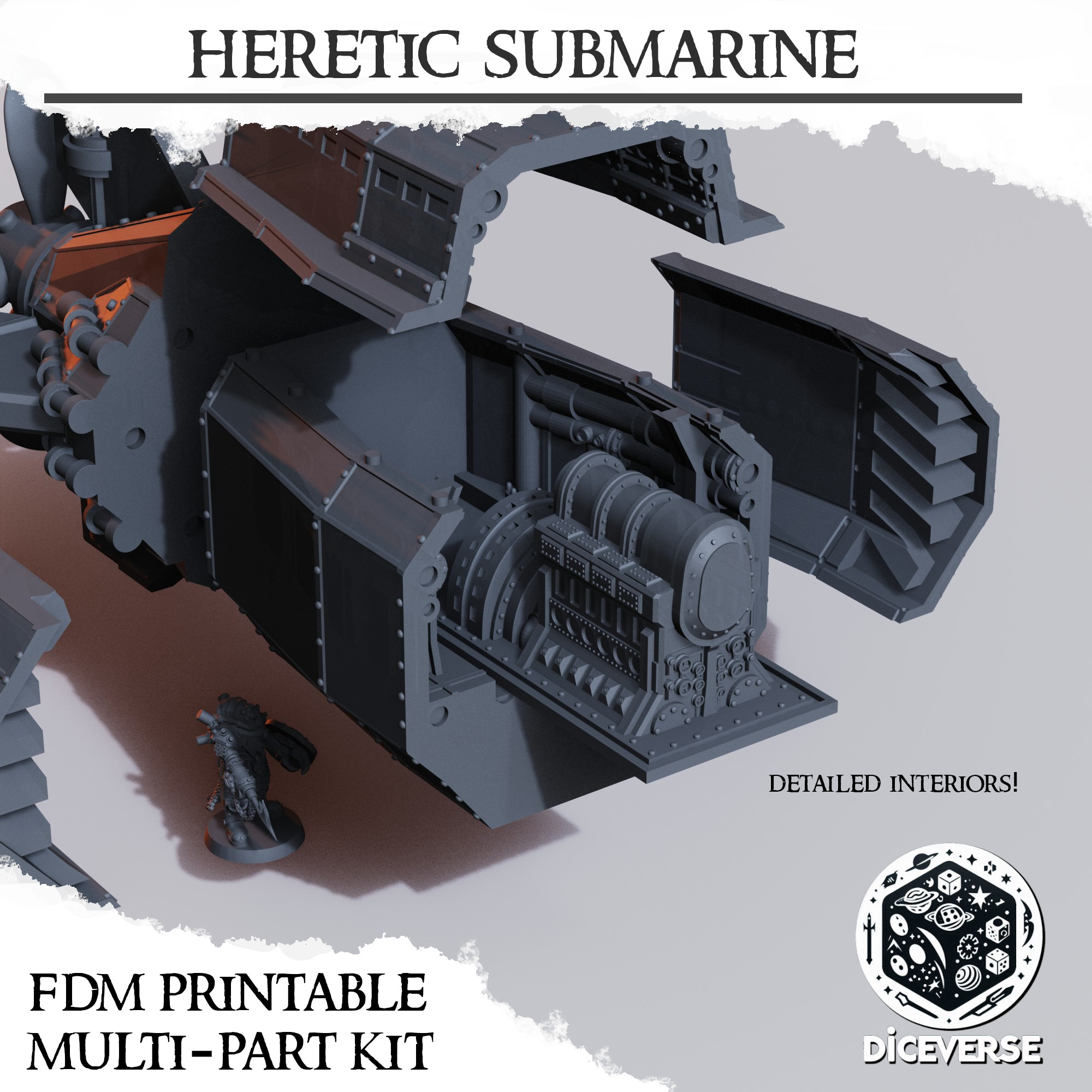 Heretic Submarine by Diceverse - hereticnavalraiders, hereticnavalraiderssubmarine, hereticnavalsubmarine, hereticsubmarine, navalraiderssubmarine, navalraidersubmarine, trenchcrusade, trenchcrusadehereticforces, trenchcrusadeheretics, trenchcrusademiniature, trenchcrusadesubmarine, trenchcrusadevehicle, trenchsubmarine - Image 5
