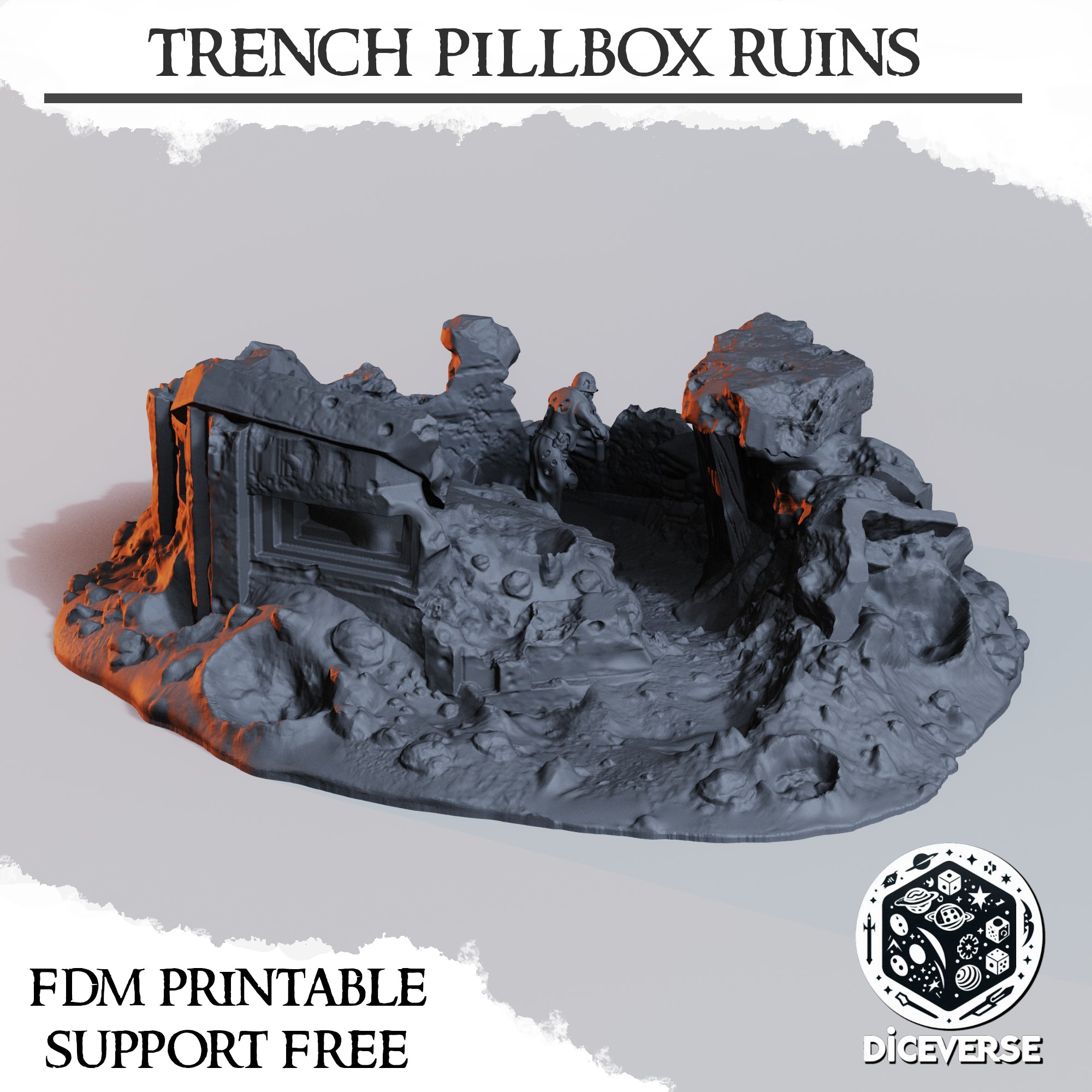 Trench Terrain: Pillbox Ruins by Diceverse - battlepilgrims, holycrusade, pillbox, pillboxbunker, trench, trenchbunker, trenchcrusade, trenchcrusadepillbox, trenchcrusaderuins, trenchcrusadeterrain, trenchfortification, trenchpillbox, trenchterrain, trenchwar, trenchwarfare - Image 2