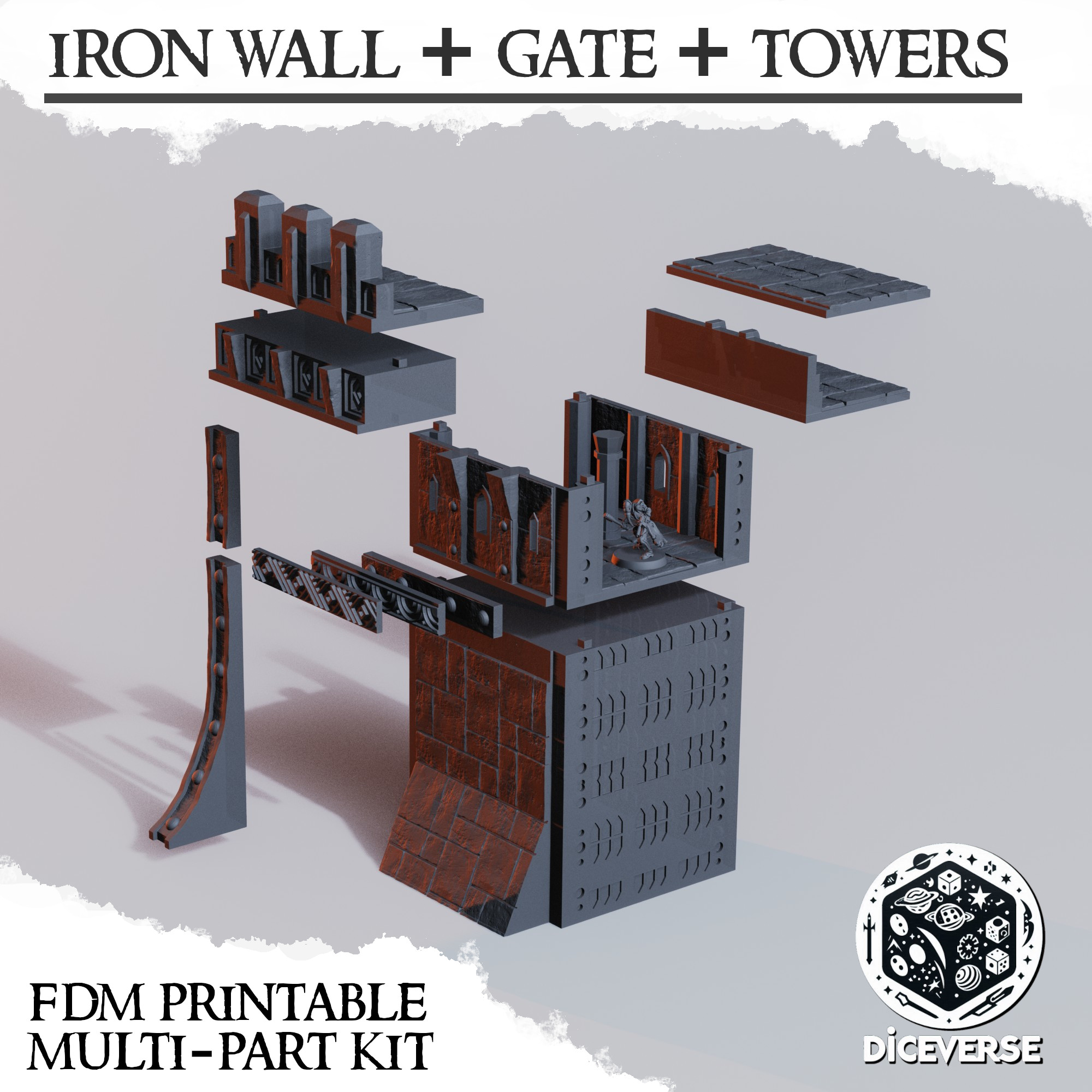 Trench Terrain: Iron Wall by Diceverse - DiceverseTerrain, MiddleEastWall, MiddleEasternWall, Skirmish, SultanateIronWall, SultanateWall, WallTerrain, battlepilgrims, castle, castlewall, ironwall, sultanate, trench, trenchcrusadeterrain, trenchterrain, trenchwarfare, wargaming - Image 2