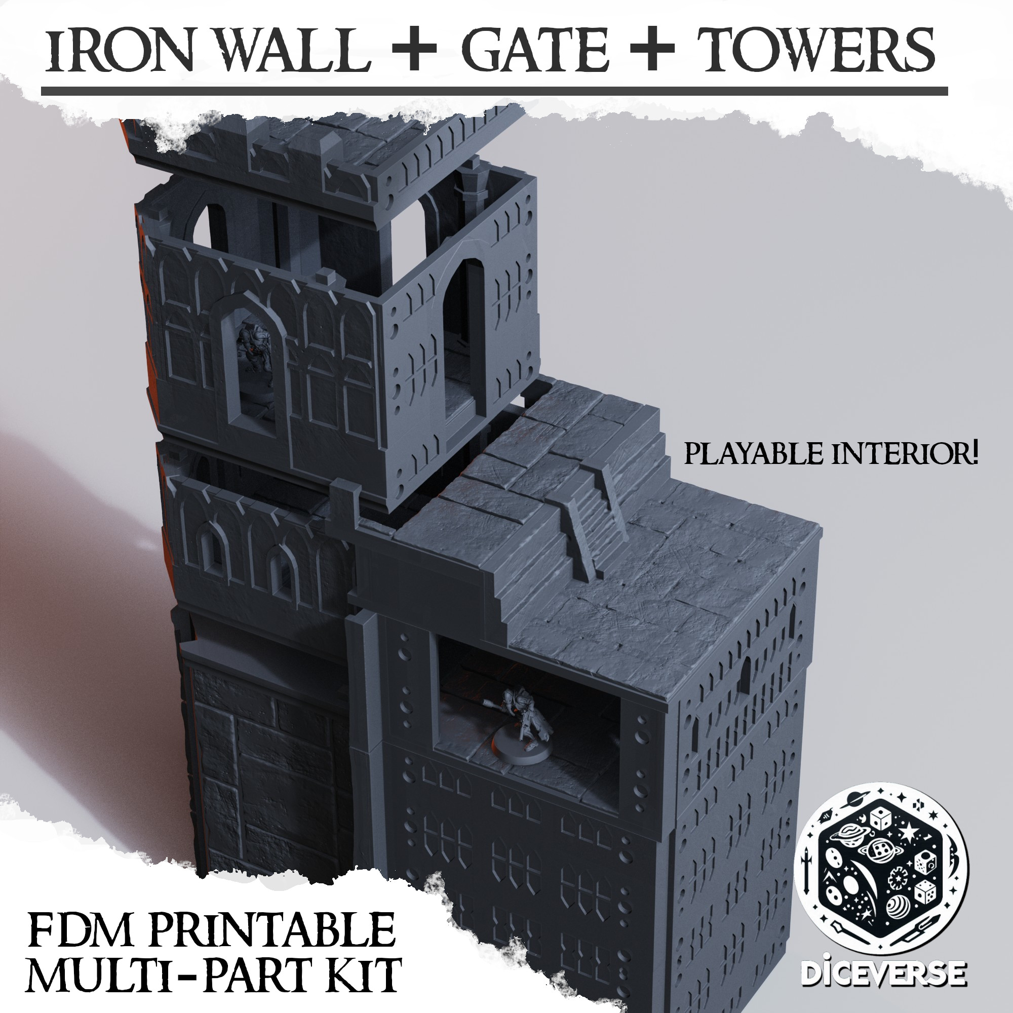 Trench Terrain: Iron Wall by Diceverse - DiceverseTerrain, MiddleEastWall, MiddleEasternWall, Skirmish, SultanateIronWall, SultanateWall, WallTerrain, battlepilgrims, castle, castlewall, ironwall, sultanate, trench, trenchcrusadeterrain, trenchterrain, trenchwarfare, wargaming - Image 4