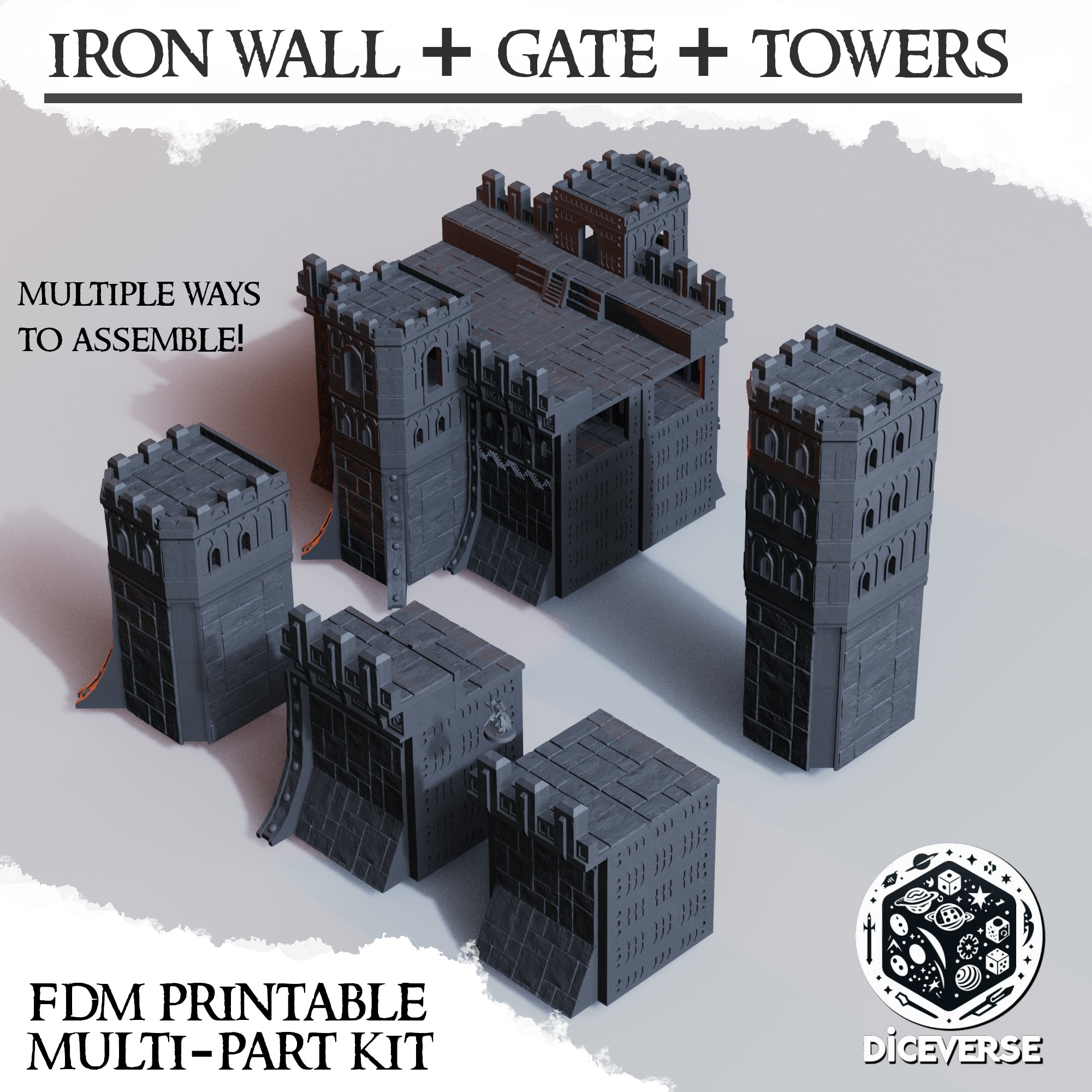 Trench Terrain: Iron Wall by Diceverse - DiceverseTerrain, MiddleEastWall, MiddleEasternWall, Skirmish, SultanateIronWall, SultanateWall, WallTerrain, battlepilgrims, castle, castlewall, ironwall, sultanate, trench, trenchcrusadeterrain, trenchterrain, trenchwarfare, wargaming - Image 5