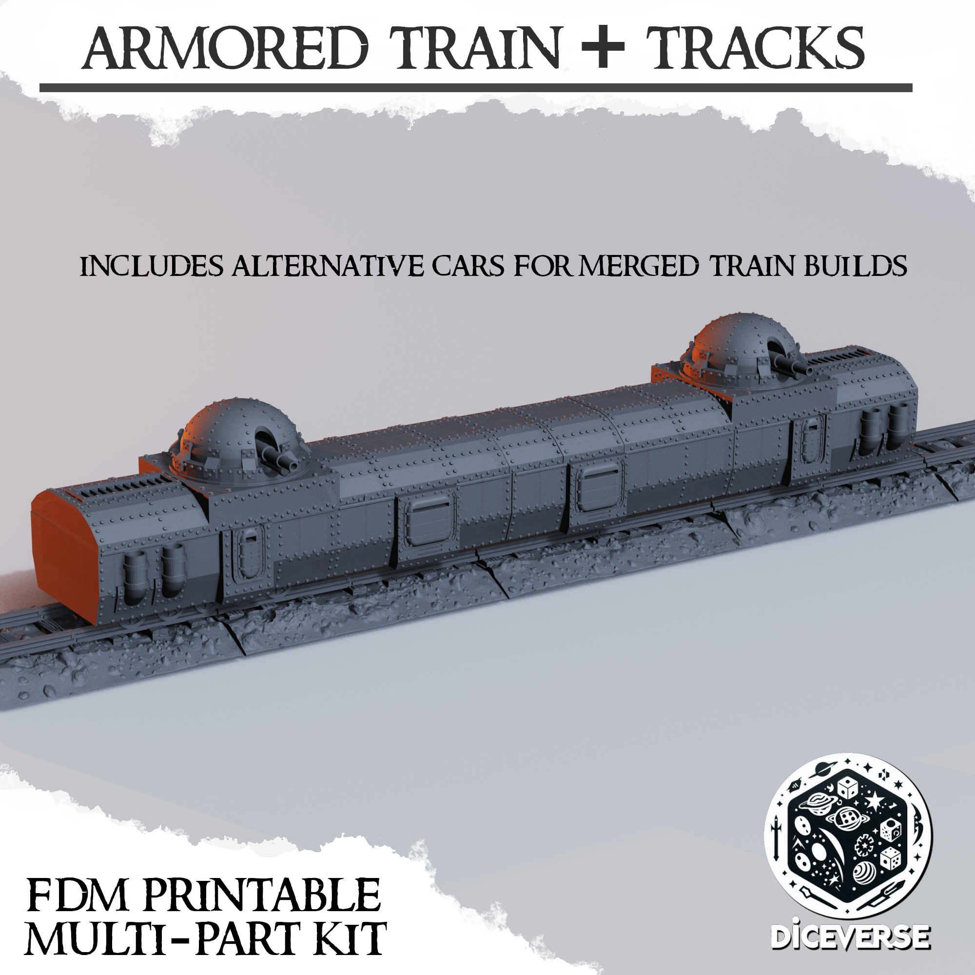 Armored Train by Diceverse - Skirmish, WarTrain, armoredtrain, armortrain, battlepilgrims, megatrain, trench, trenchcrusadeterrain, trenchcrusadetrain, trenchterrain, trenchtrain, trenchwarfare, wararmoredtrain, wargaming, worldwar1train, ww1train - Image 3