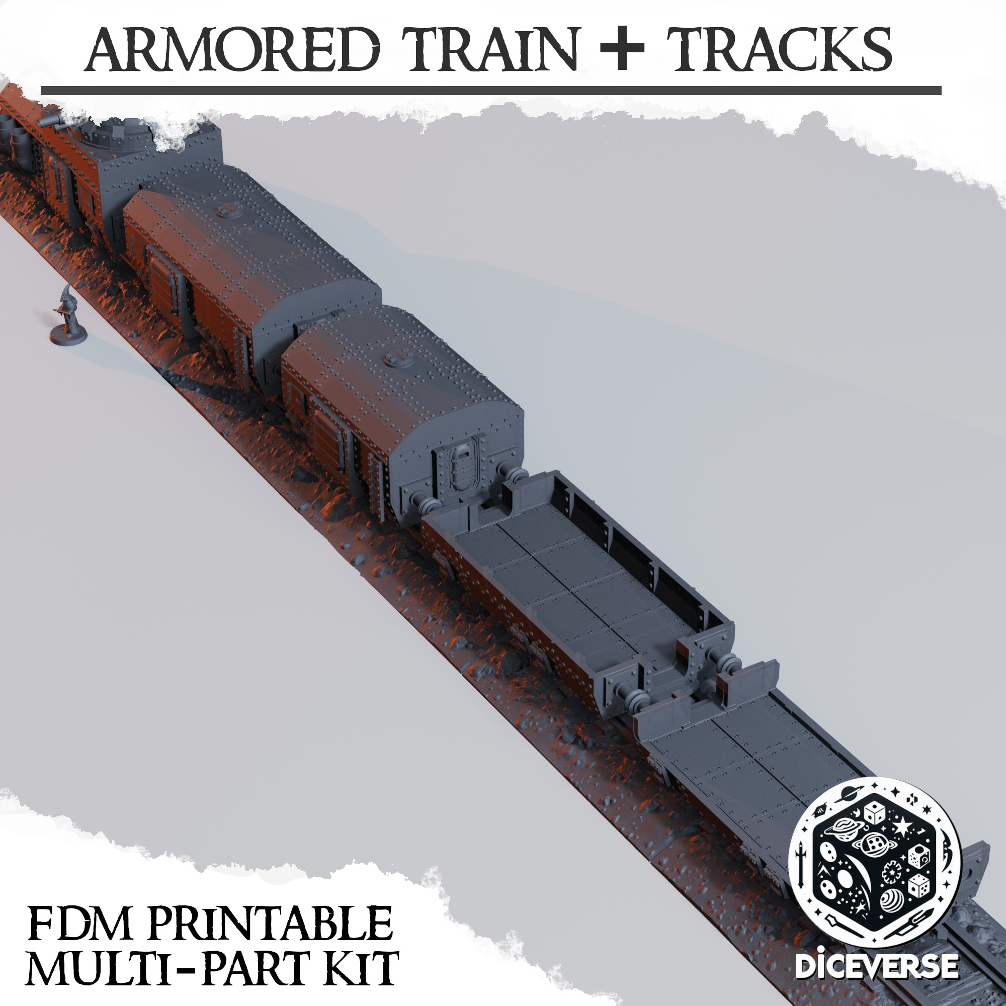 Armored Train by Diceverse - Skirmish, WarTrain, armoredtrain, armortrain, battlepilgrims, megatrain, trench, trenchcrusadeterrain, trenchcrusadetrain, trenchterrain, trenchtrain, trenchwarfare, wararmoredtrain, wargaming, worldwar1train, ww1train - Image 4