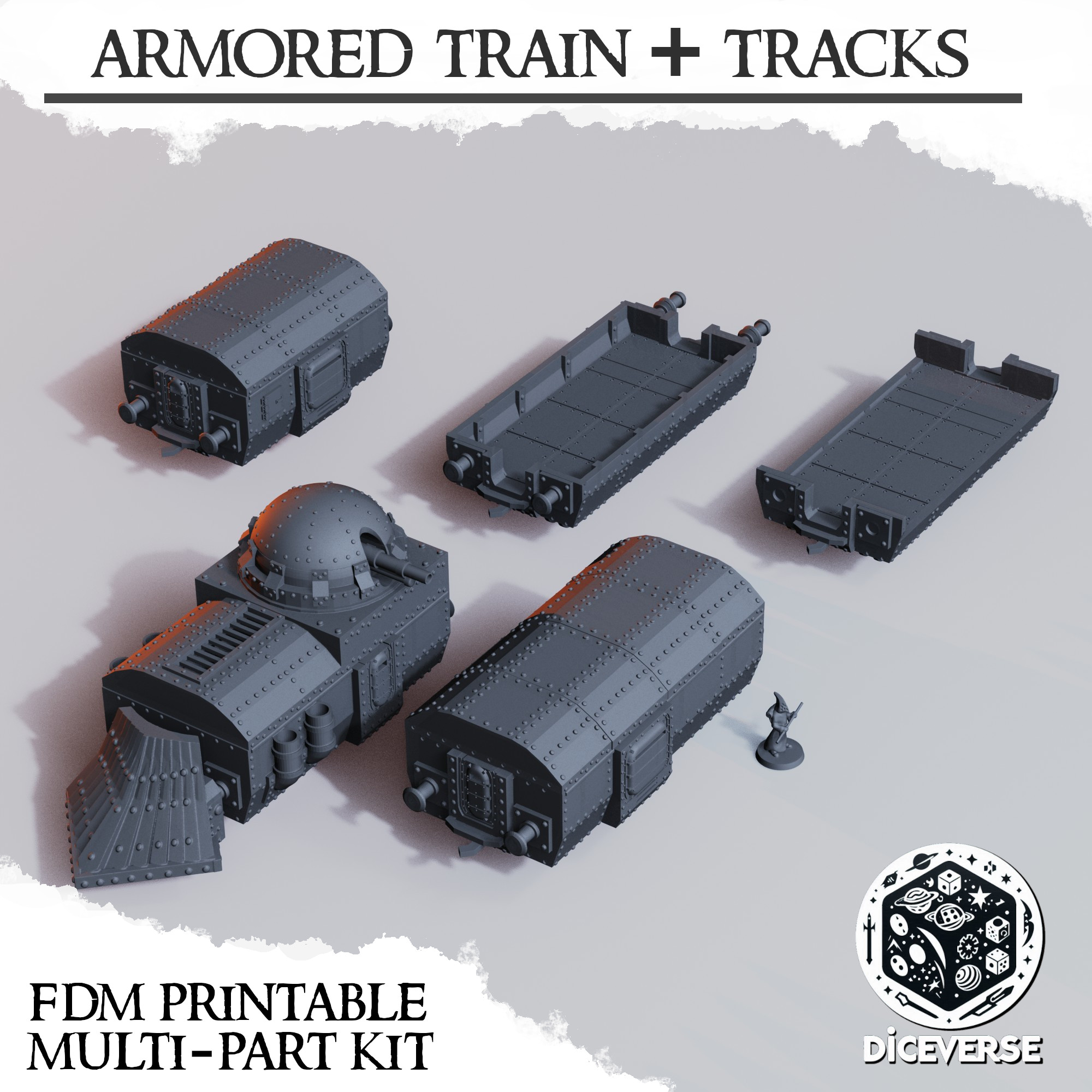 Armored Train by Diceverse - Skirmish, WarTrain, armoredtrain, armortrain, battlepilgrims, megatrain, trench, trenchcrusadeterrain, trenchcrusadetrain, trenchterrain, trenchtrain, trenchwarfare, wararmoredtrain, wargaming, worldwar1train, ww1train - Image 5