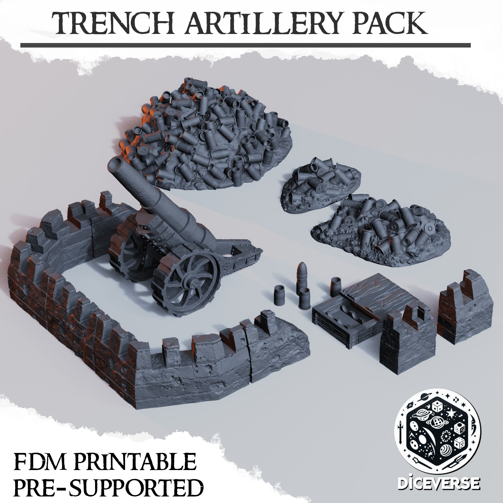 Trench Terrain: Artillery Pack by Diceverse - Trench Crusade Terrain