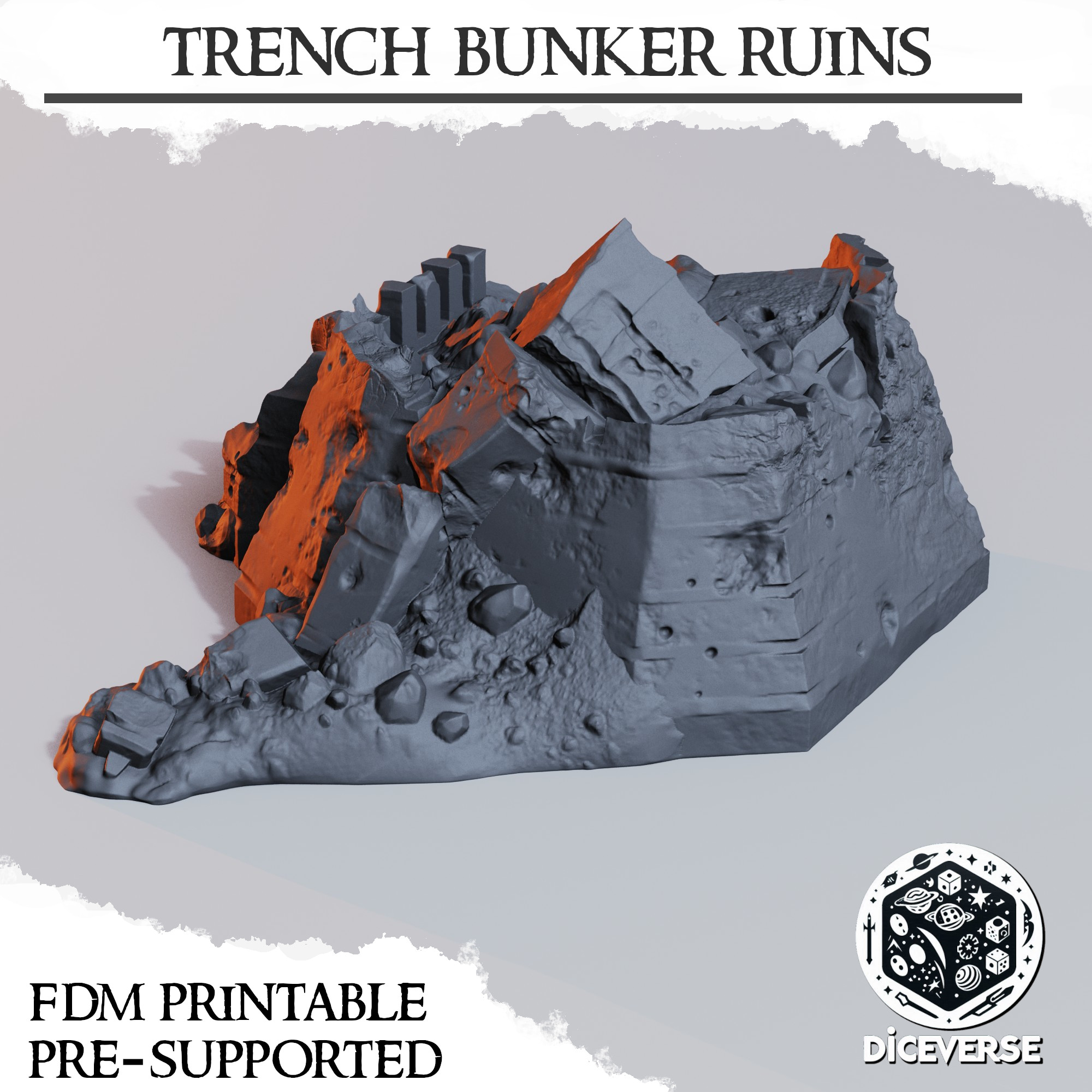 Trench Terrain: Trench Bunker Ruins by Diceverse - Bunker, battlefieldterrain, battlepilgrims, crusadeterrain, holybunker, trenchbunker, trenchcrusade, trenchcrusadebunker, trenchcrusaderuins, trenchcrusadeterrain, trenchterrain, trenchwar - Image 2