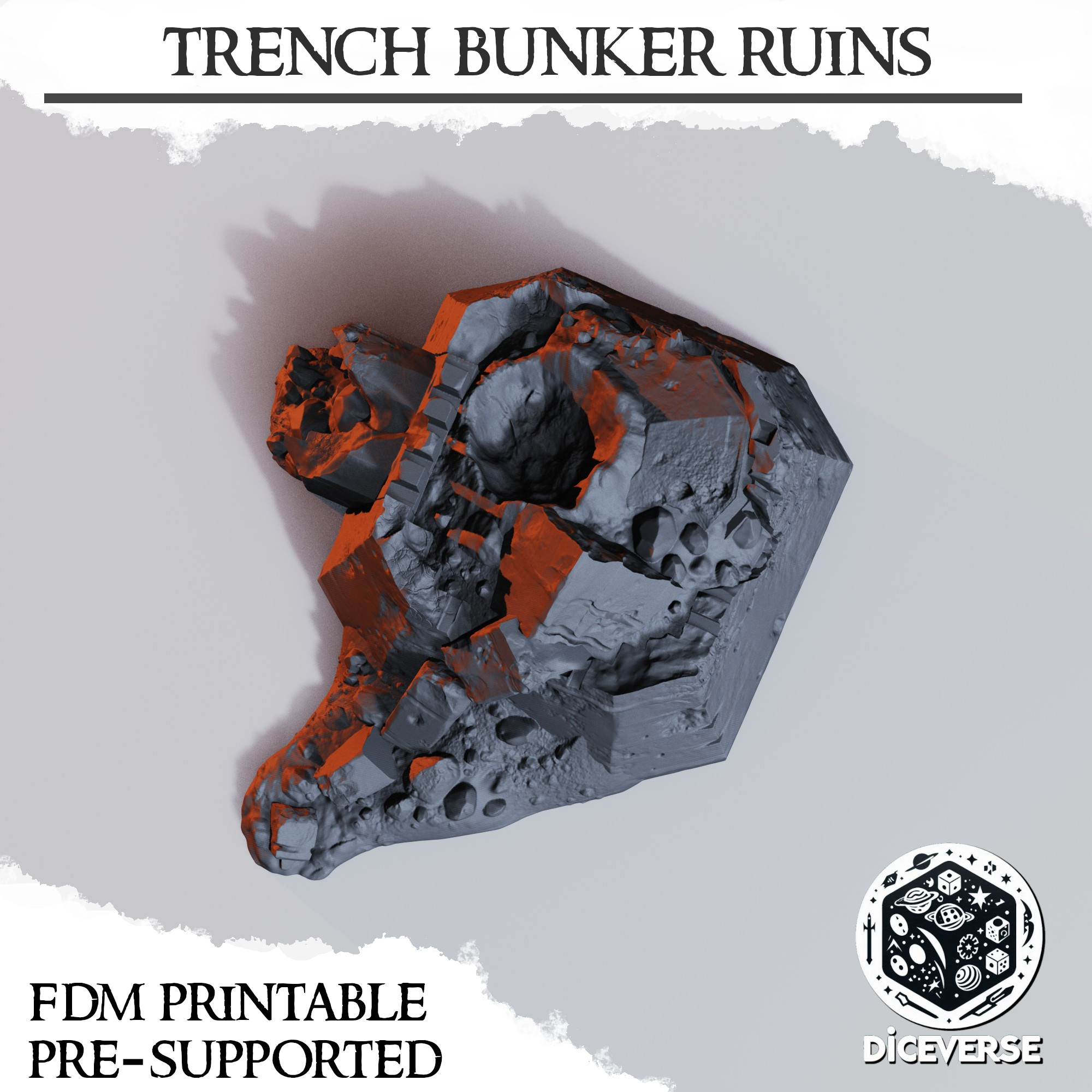 Trench Terrain: Trench Bunker Ruins by Diceverse - Bunker, battlefieldterrain, battlepilgrims, crusadeterrain, holybunker, trenchbunker, trenchcrusade, trenchcrusadebunker, trenchcrusaderuins, trenchcrusadeterrain, trenchterrain, trenchwar - Image 3