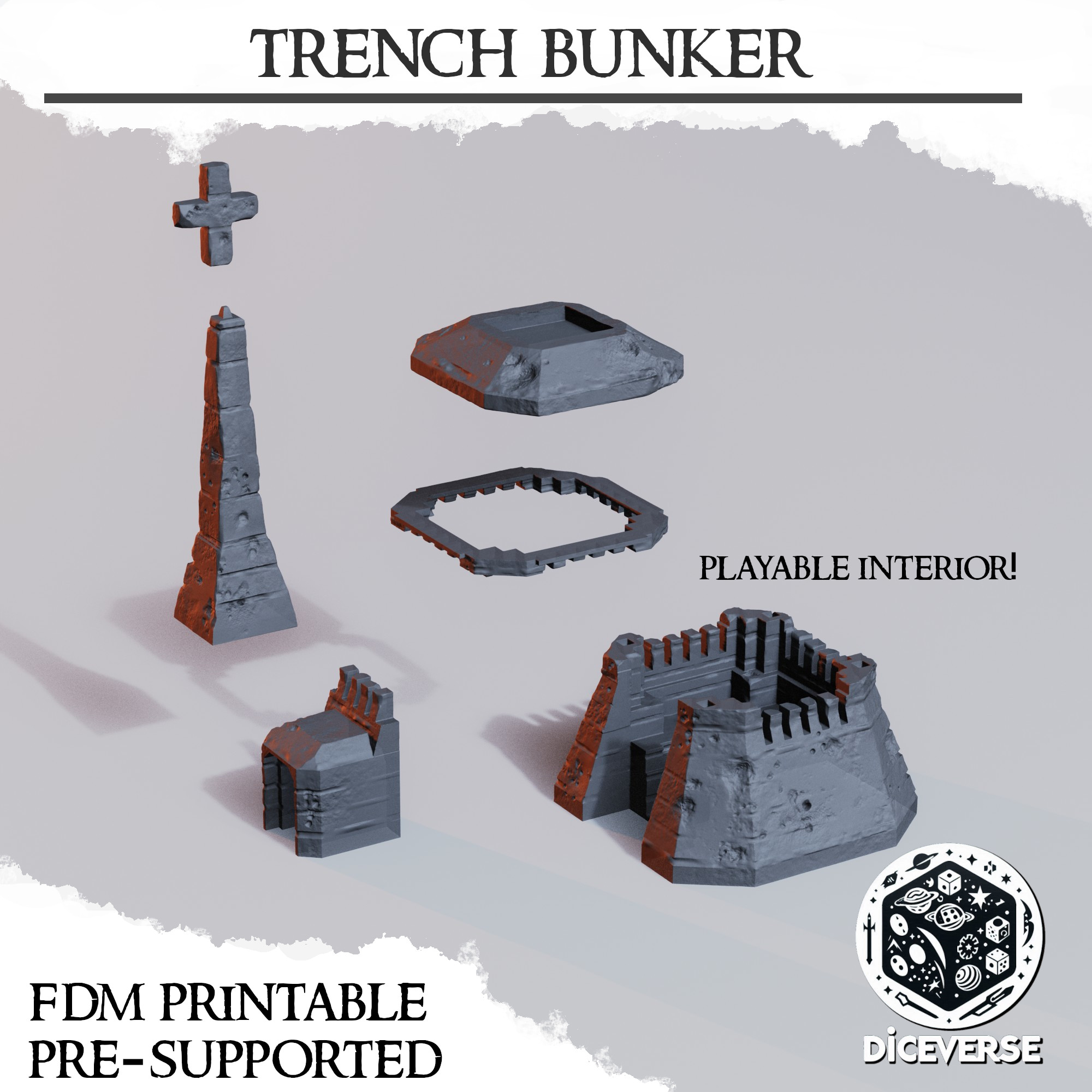 Trench Terrain: Bunker by Diceverse - Bunker, battlefieldterrain, battlepilgrims, crusadeterrain, holybunker, trenchbunker, trenchcrusade, trenchcrusadeterrain, trenchterrain, trenchwar, ww1 - Image 2
