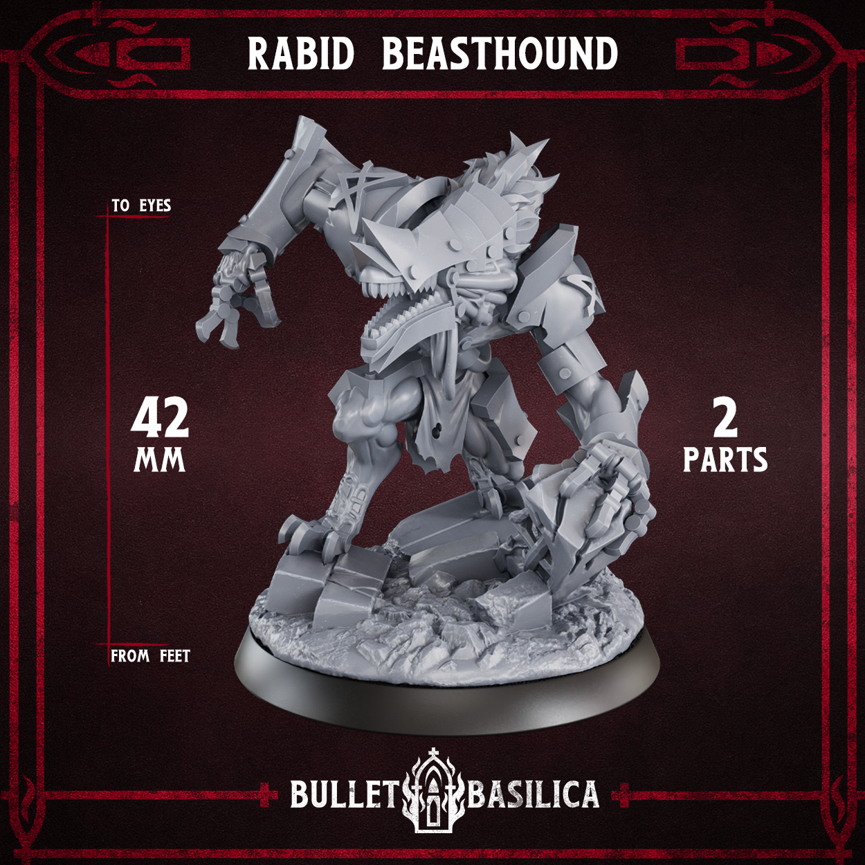 Rabid Beasthound (HQ) - Trench Crusade STL file for War Wolf Assault Beast