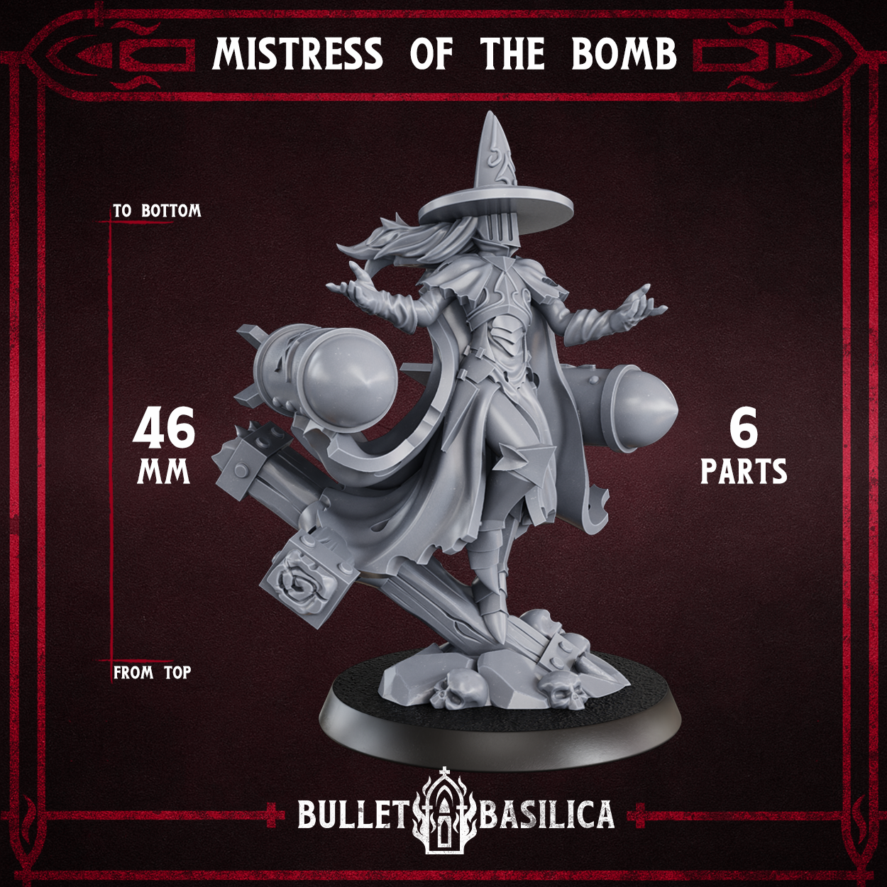 Mistress of the Bomb (HQ) - Trench Crusade STL file for Artillery Witch