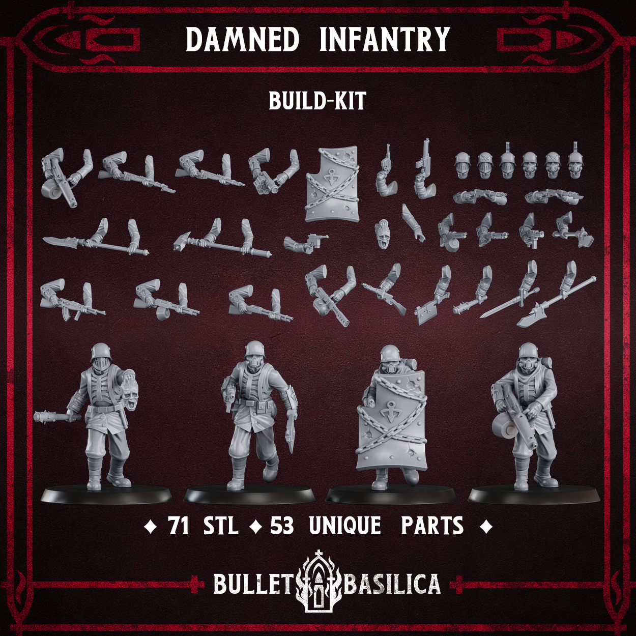 Damned Infantry (build kit) - Trench Crusade STL file for Heretic Trooper