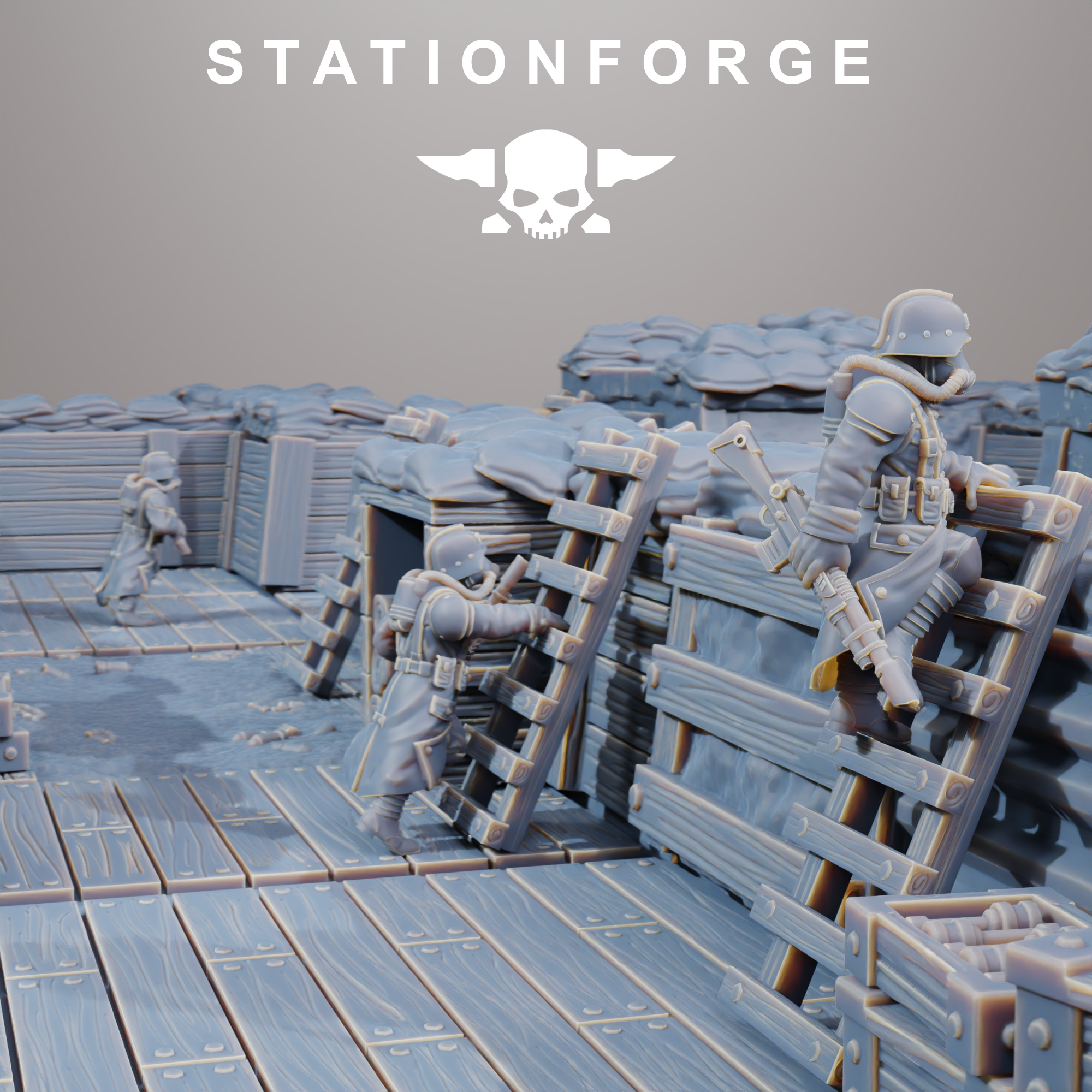 GrimGuard Trench Terrain by Station Forge - fantasy, miniature, sci-fi, scifi, terrain, war, warfare, wargaming, world, ww2 - Image 2