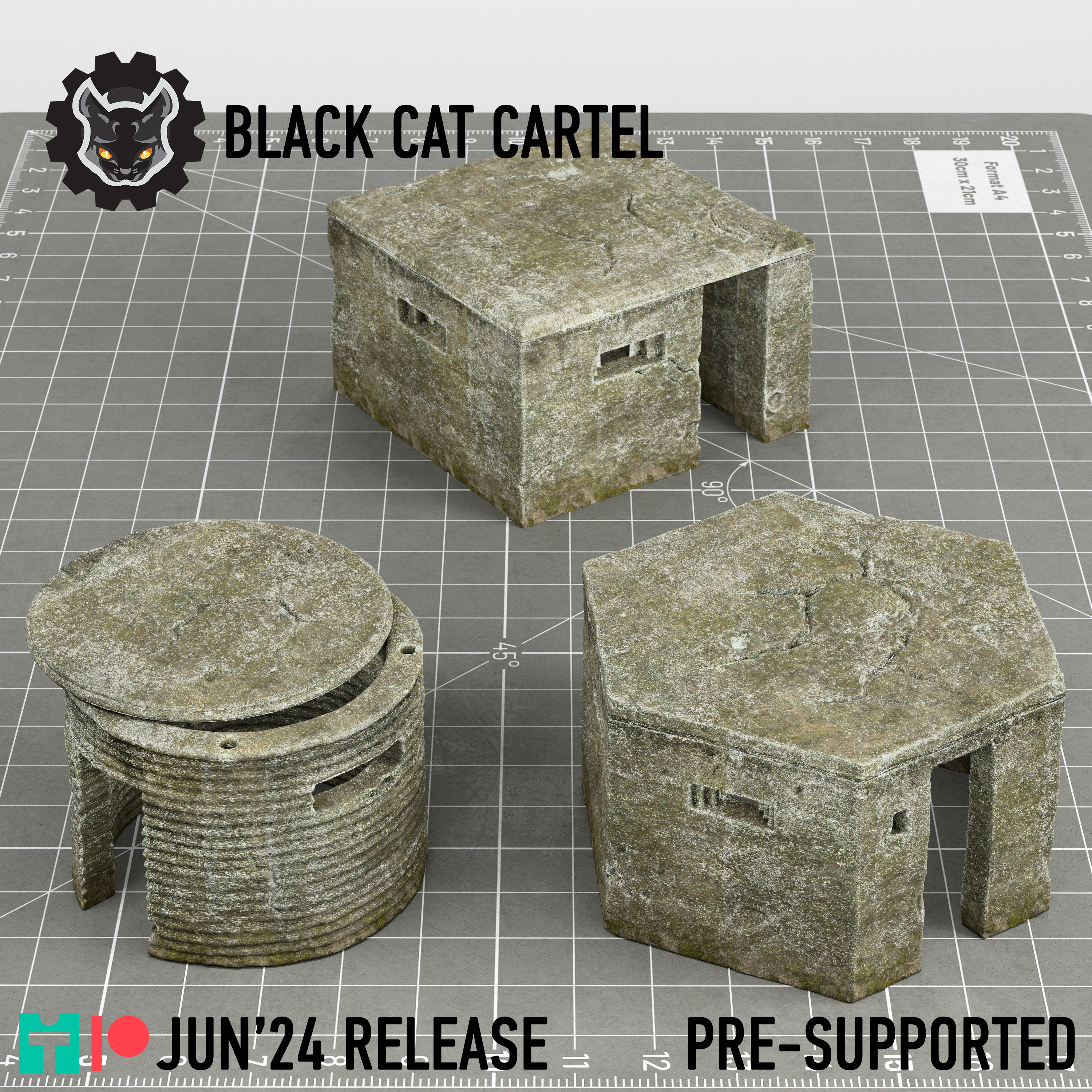 WW2 GB Pillboxes FW3 by BlackCatCartel - Trench Crusade Terrain