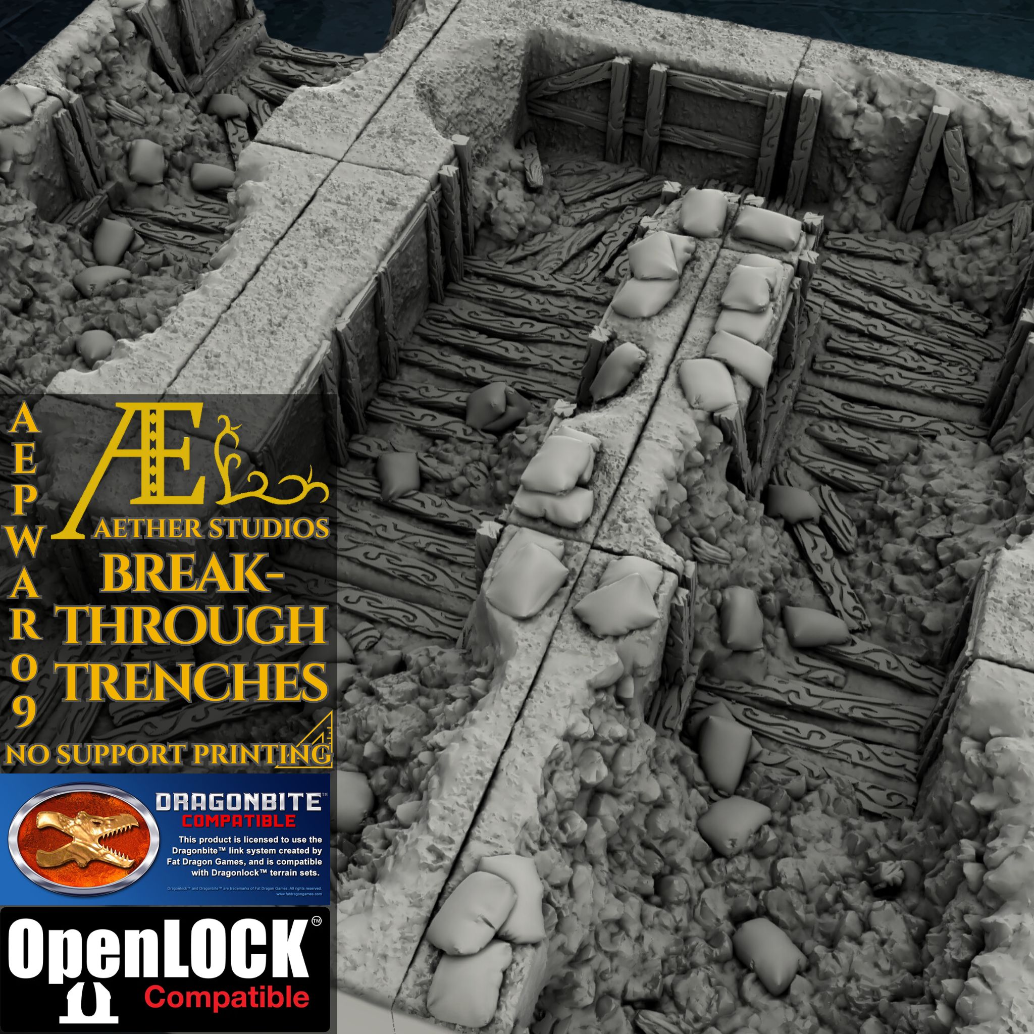 AEPWAR09 - Breakthrough Trenches I by Printerra Studios - Trench Crusade Terrain