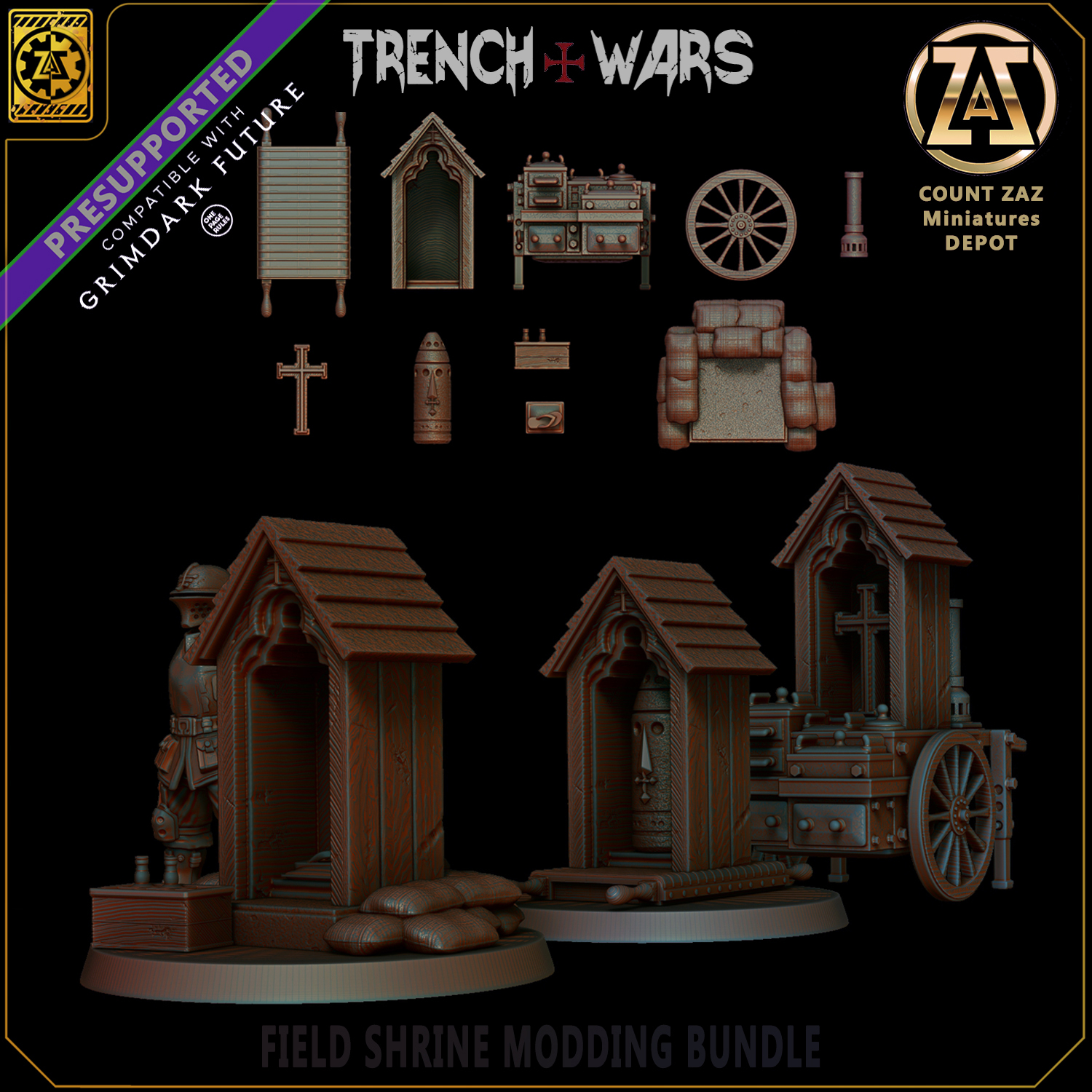 FIELD SHRINE MODDING PACK 16 Part by CountZaz - Antioch, Religious, Shrine, accessory, bundle, kitbash, miniature, relics, tabletop, wargaming - Image 2