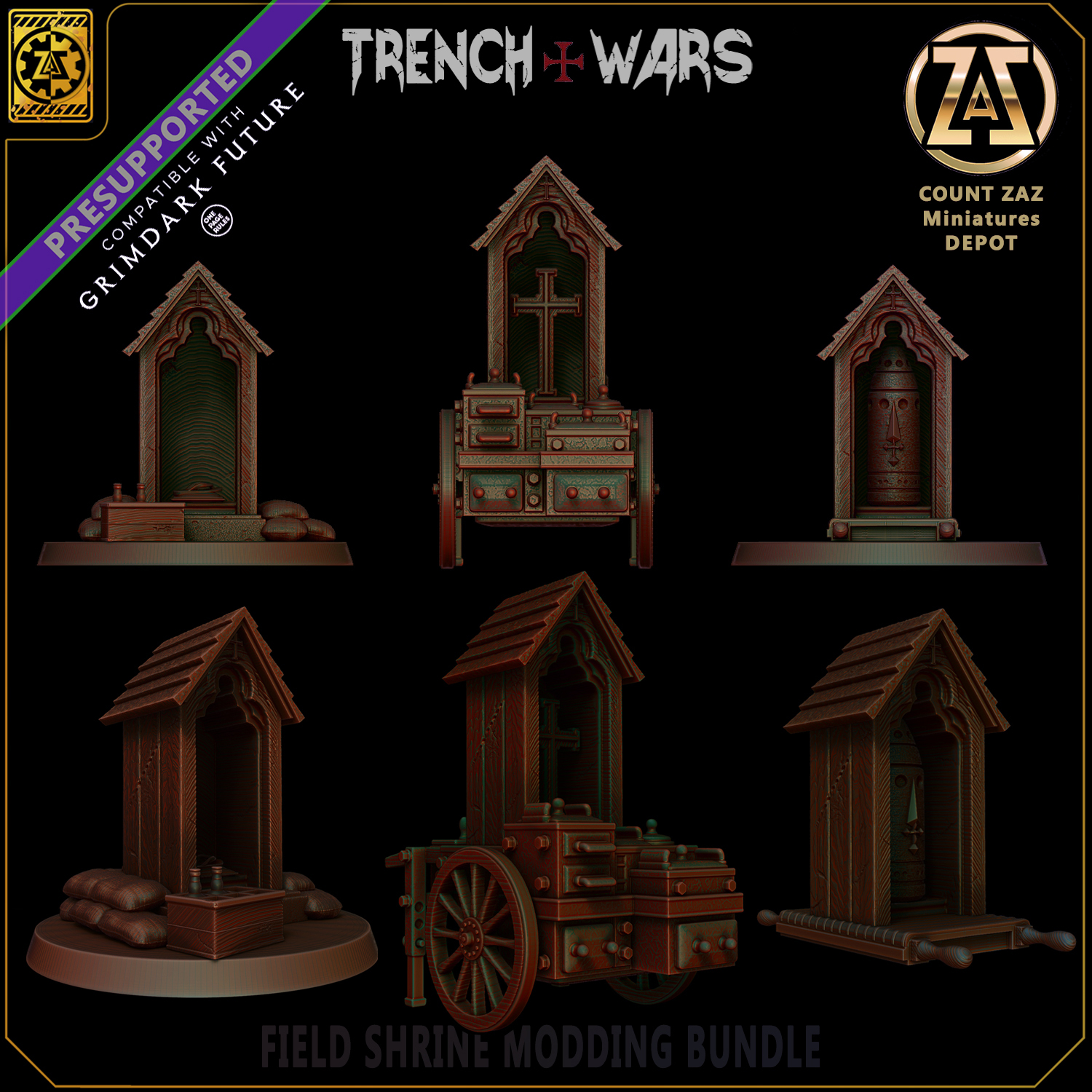 FIELD SHRINE MODDING PACK 16 Part by CountZaz - Trench Crusade Terrain