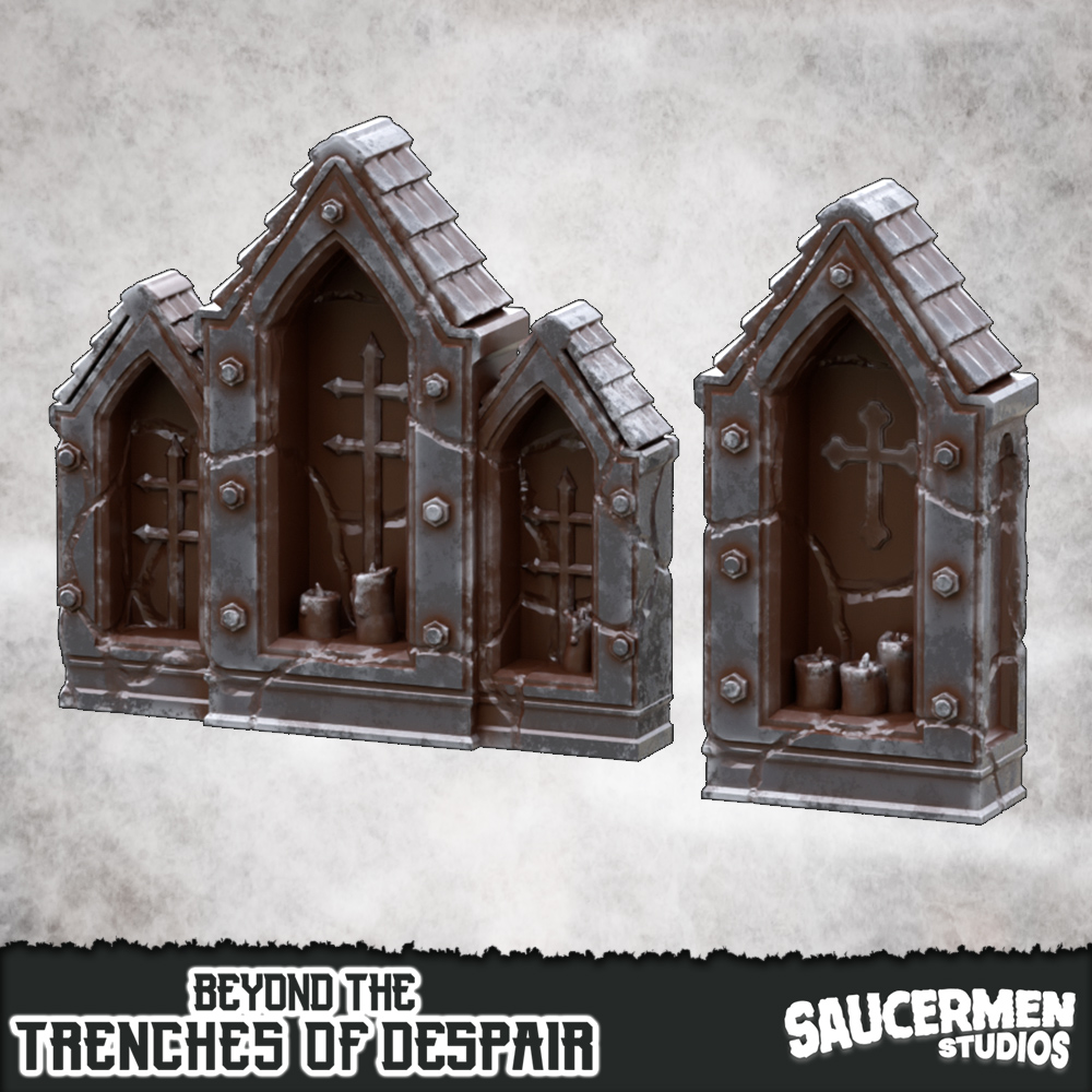 Beyond the Trenches of Despair: Battle Shrines by saucermenstudios - Trench Crusade Terrain