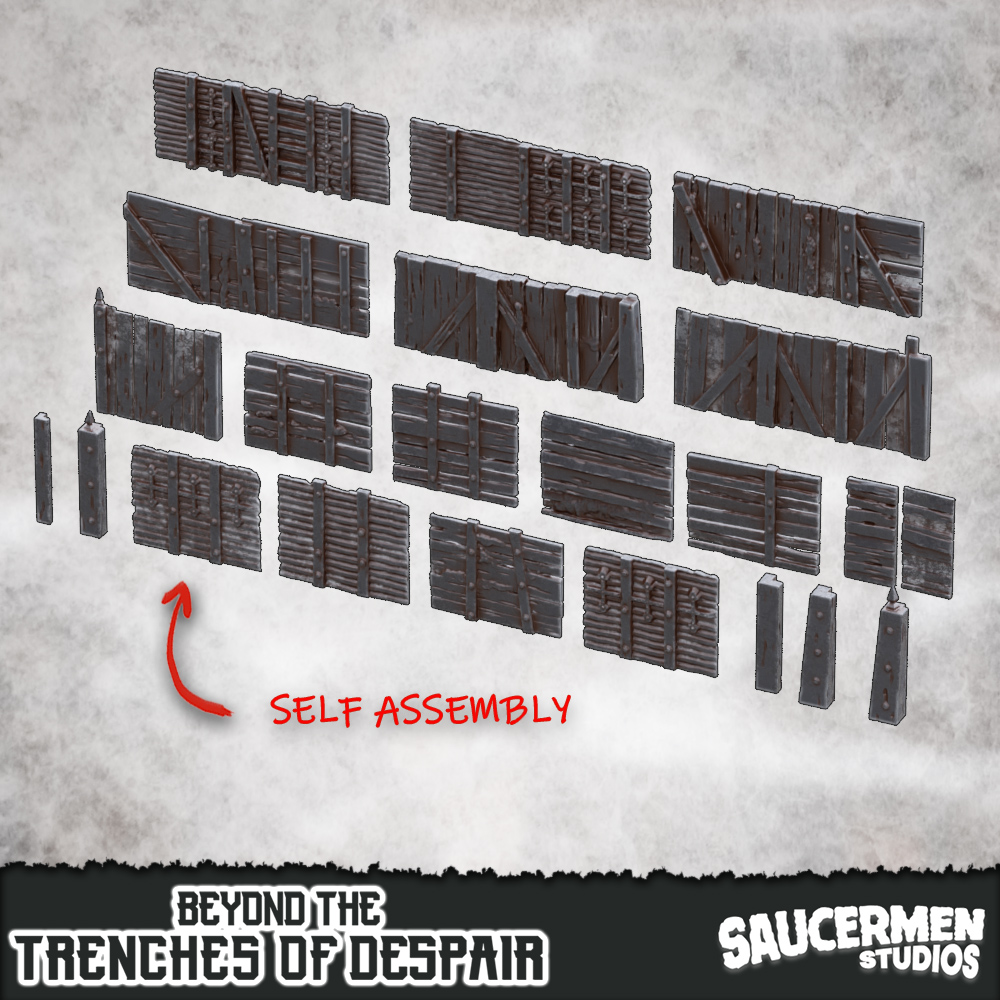 Beyond the Trenches of Despair: Trench Walls (Self-Assembly) by saucermenstudios - Trench Crusade Terrain
