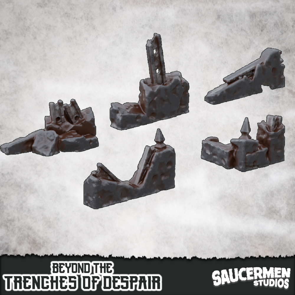 Beyond the Trenches of Despair: Scatter - Concrete Debris by saucermenstudios - Trench Crusade Terrain