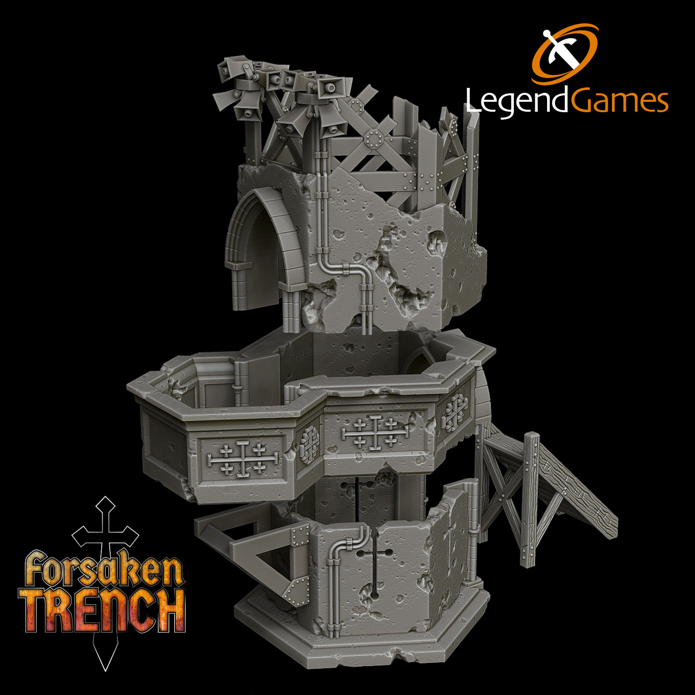 LegendGames Trench Pulpit for Trench Crusade by LegendGames - Forsaken, dark, gothic, horror, hulk, sci-fi, tabletop, terrain, trench, warhammer - Image 4