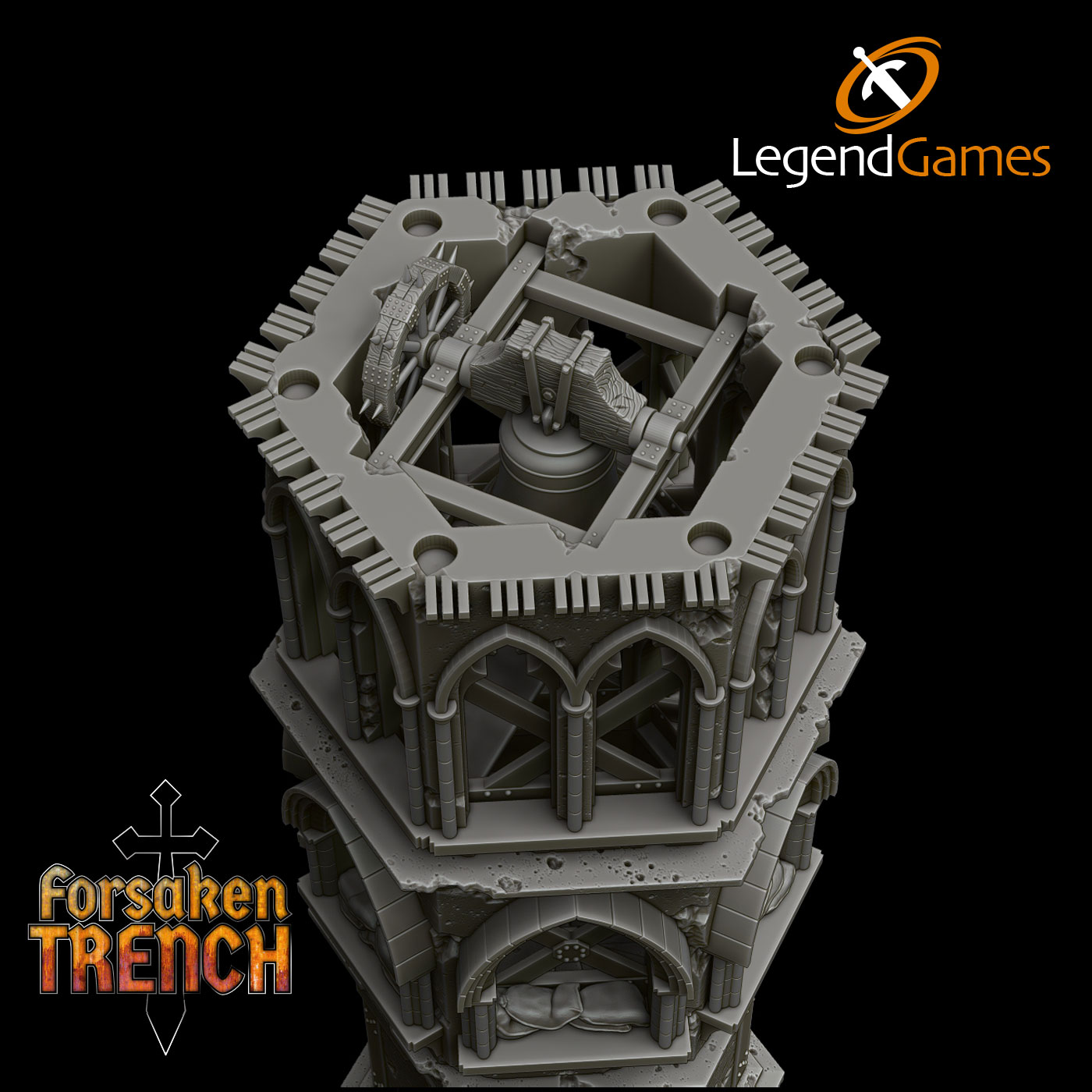 LegendGames Battlefield Bell Tower for Trench Crusade by LegendGames - Forsaken, TTRPG, gothic, grimdark, rpg, scenery, tabletop, terrain, trench, trenches - Image 3
