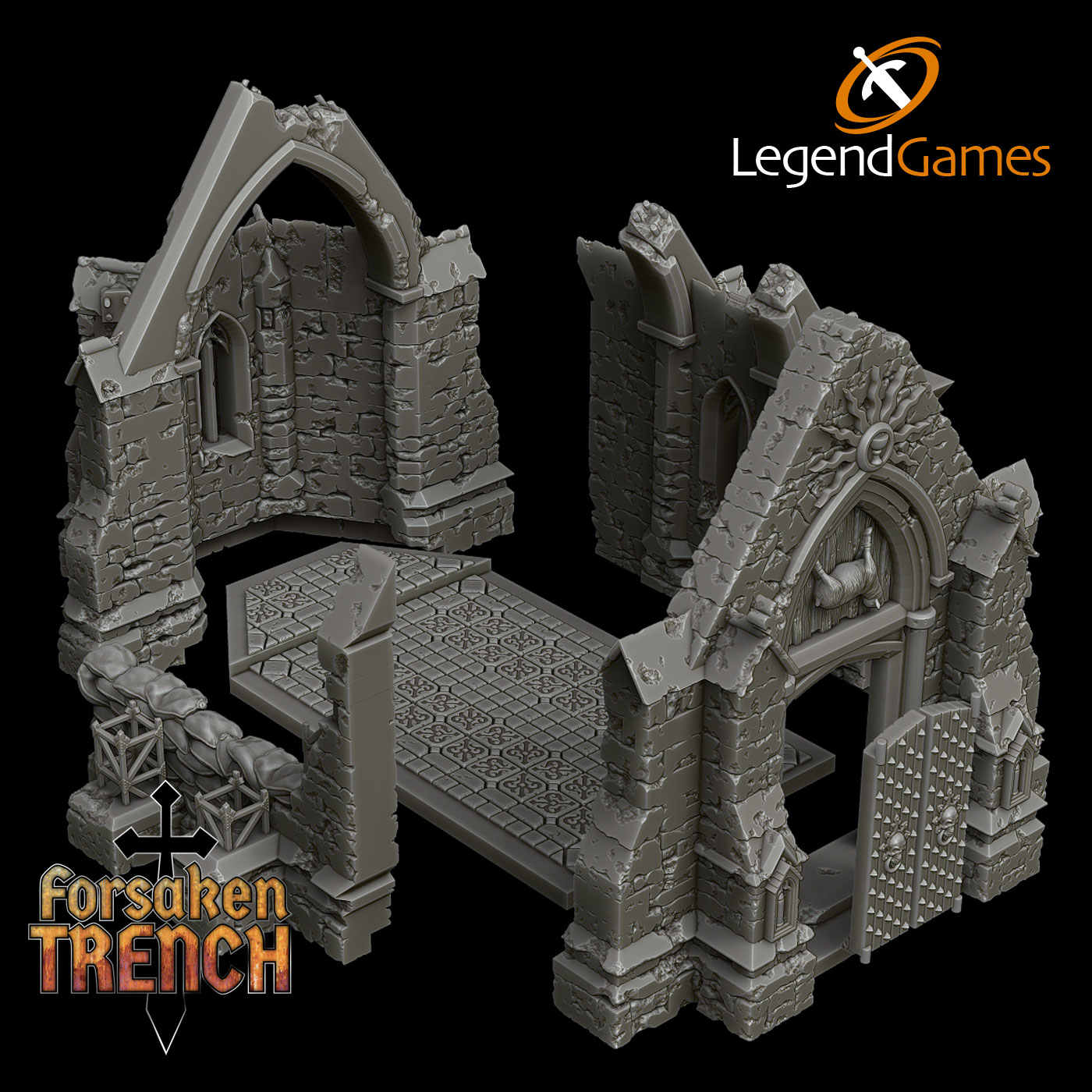 LegendGames Battlefield Chapel for Trench Crusade - terrain accessory by LegendGames - Forsaken, TTRPG, gothic, horror, scenery, tabletop, terrain, tomb, trench, ww1 - Image 3
