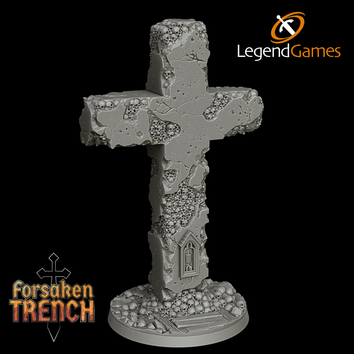 LegendGames Trench Crusade Pain of Penitence Skull Cross battlefield terrain accessory by LegendGames - Shrine, Skirmish, accessory, cross, dark, grim, horror, scenery, terrain, trench - Image 3
