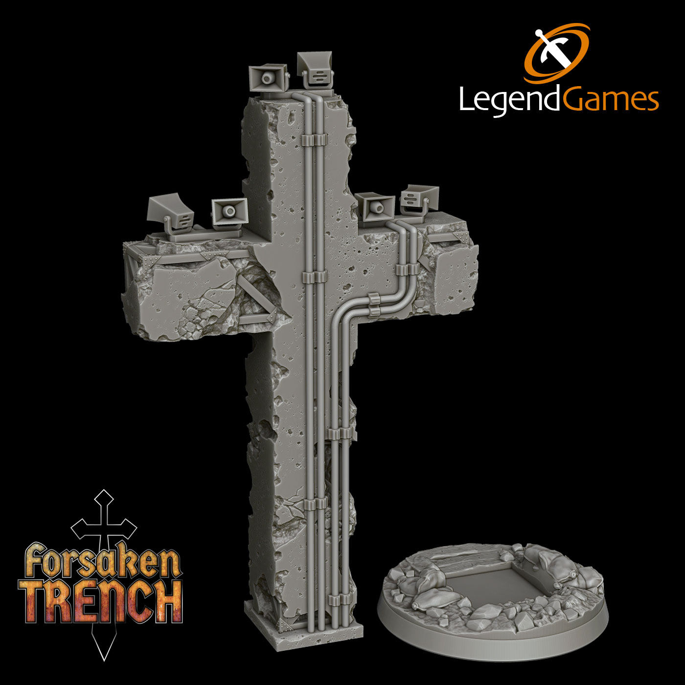 LegendGames Trench Crusade Cross with tannoy speakers - trench terrain by LegendGames - alien, gothic, horror, hulk, rpg, sci-fi, space, tabletop, terrain, trench - Image 2