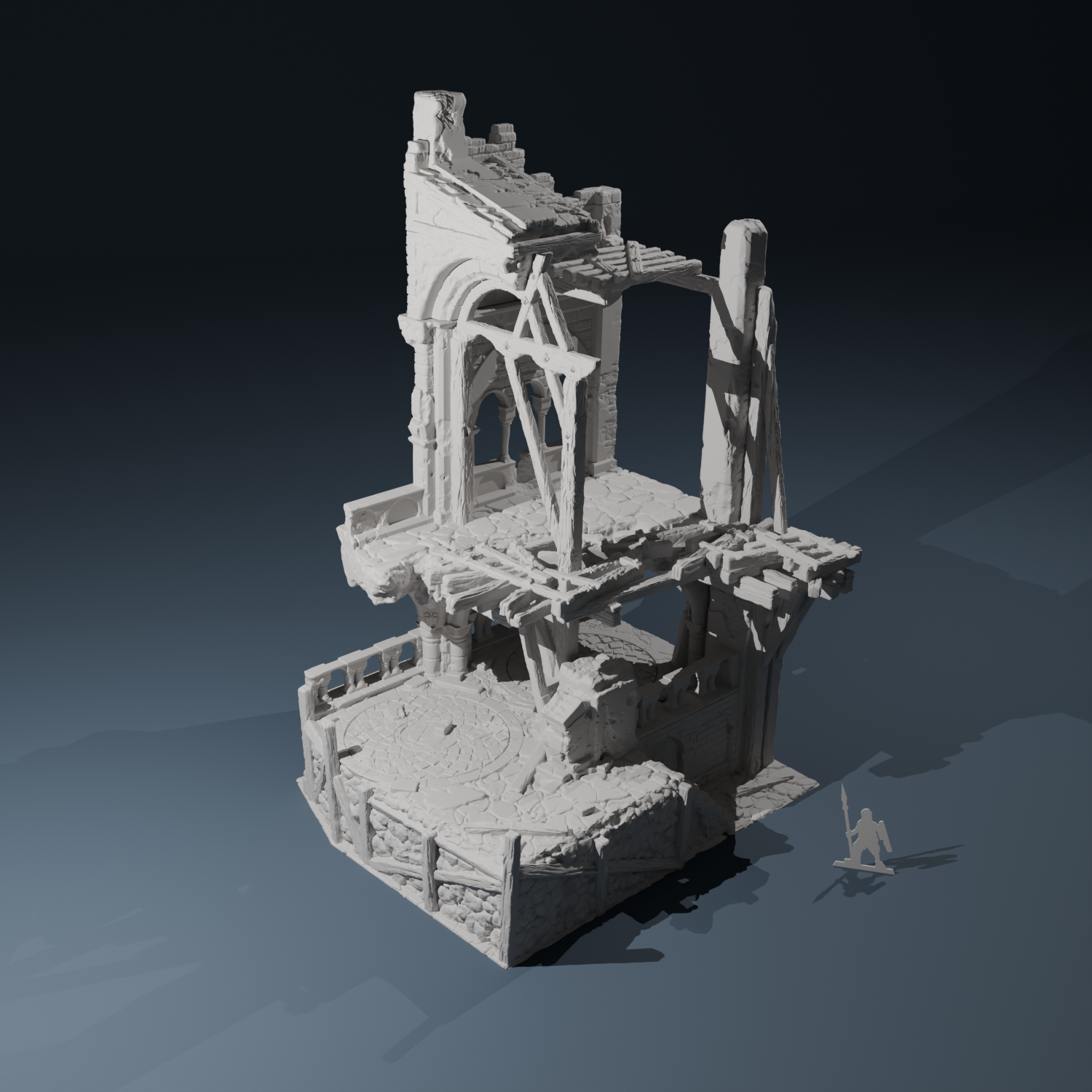 Temple ruins side nave wall 2 by HexBrick - Church, architecture, building, column, decoration, fdm, stone, temple, terrain, wall - Image 2