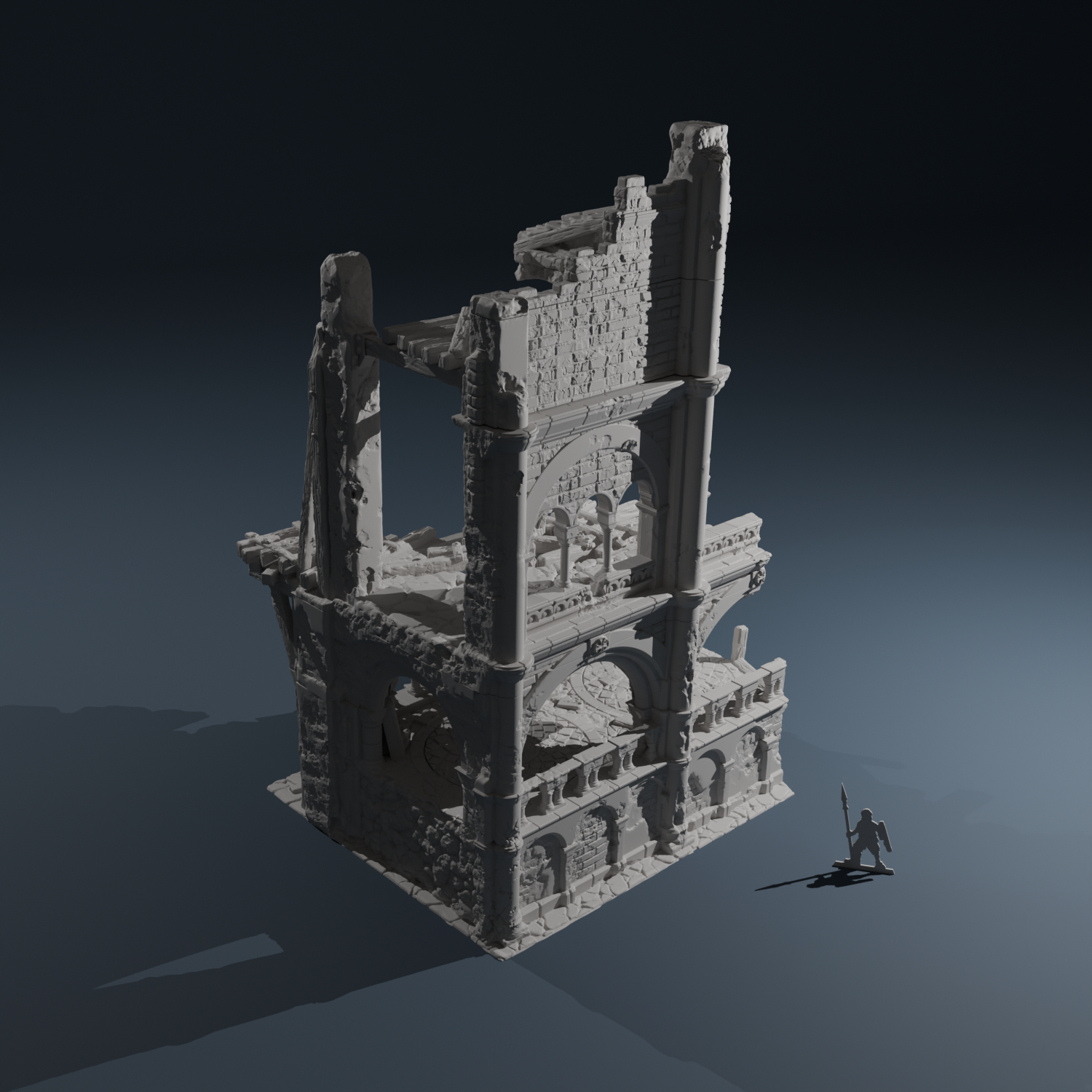 Temple ruins side nave wall 2 by HexBrick - Church, architecture, building, column, decoration, fdm, stone, temple, terrain, wall - Image 3