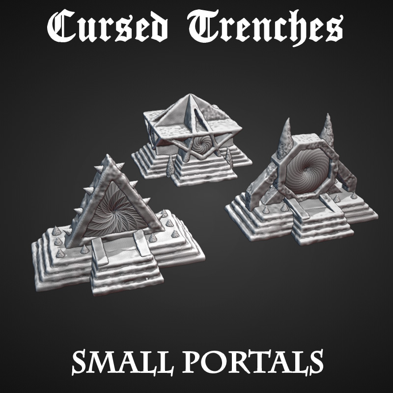 Cursed Trenches: Small Portals by Warscape - Crusade, demon, demonic, gaming, grimdark, hell, heretic, portal, scenery, stone, tabletop, terrain, trench, trenches - Image 5